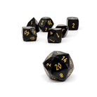 Black Obsidian w/ Gold Font - 7 Piece RPG Set Gemstone Wondrous Cut Dice-Gemstone Dice-Norse Foundry-Gemstone Dice-Dungeons & Dragons Dice-Gem Dice-D&D Dice-Gaming Dice-Perfect for Tabletop RPGs-Dice Set