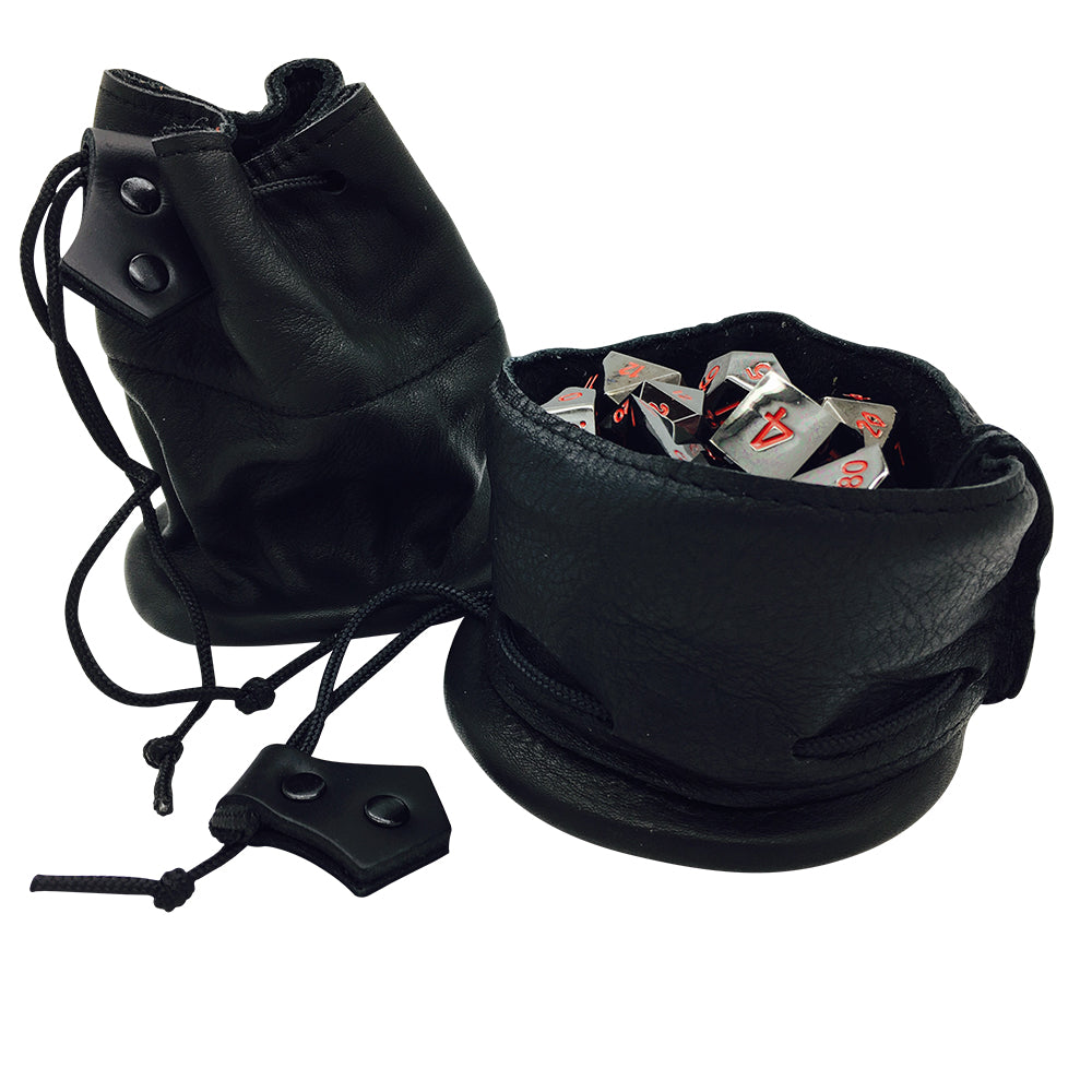 Black Leather Dice Bag / Dice Cup Transformer