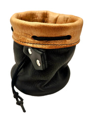 Black and Tan Leather Dice Bag / Dice Cup Transformer