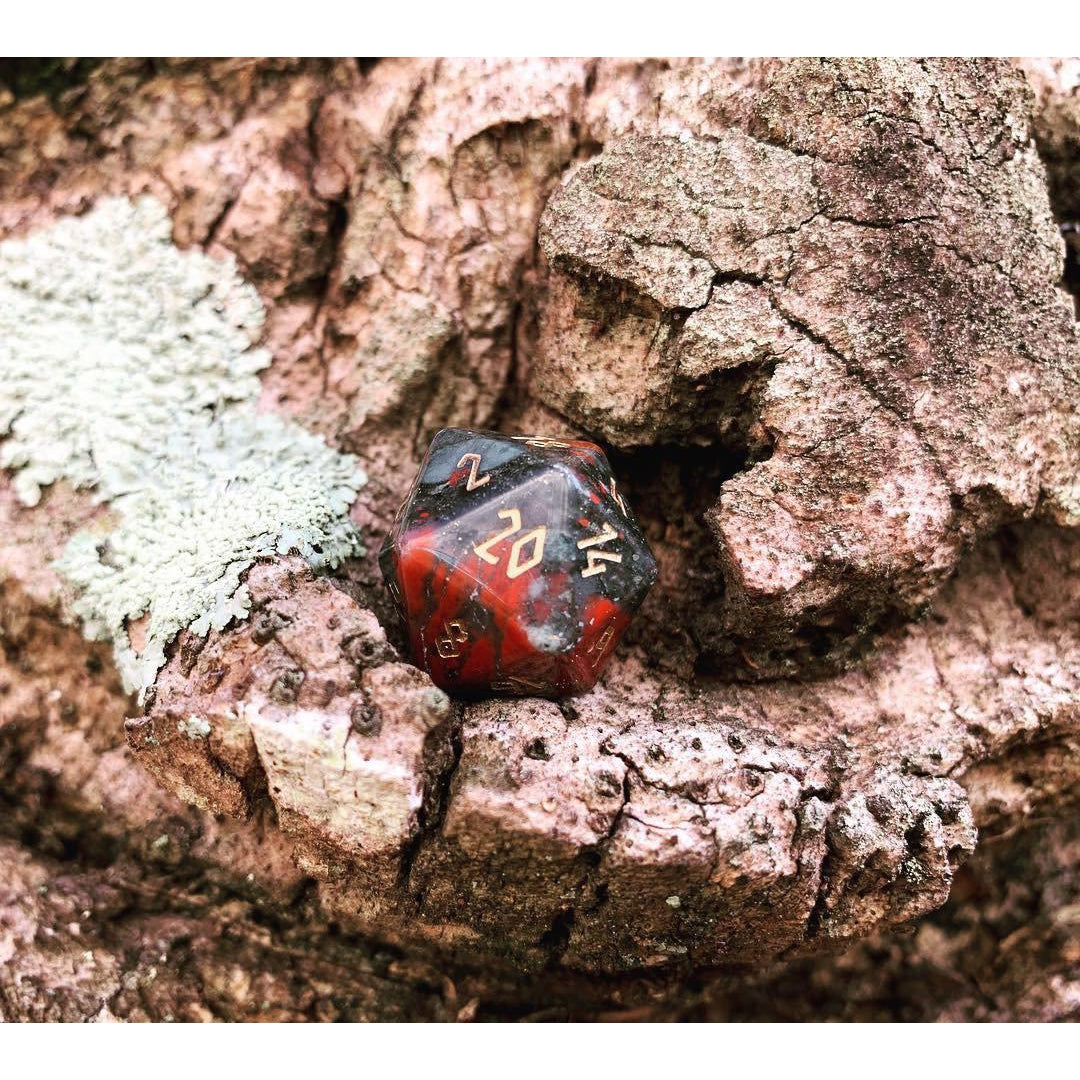 Bloodstone - 7 Piece RPG Set Gemstone Dice-Gemstone Dice-Norse Foundry-Gemstone Dice-Dungeons and Dragons Dice-Gem Dice-DND Dice-Gaming Dice-Perfect for Tabletop RPGs-Dice Set
