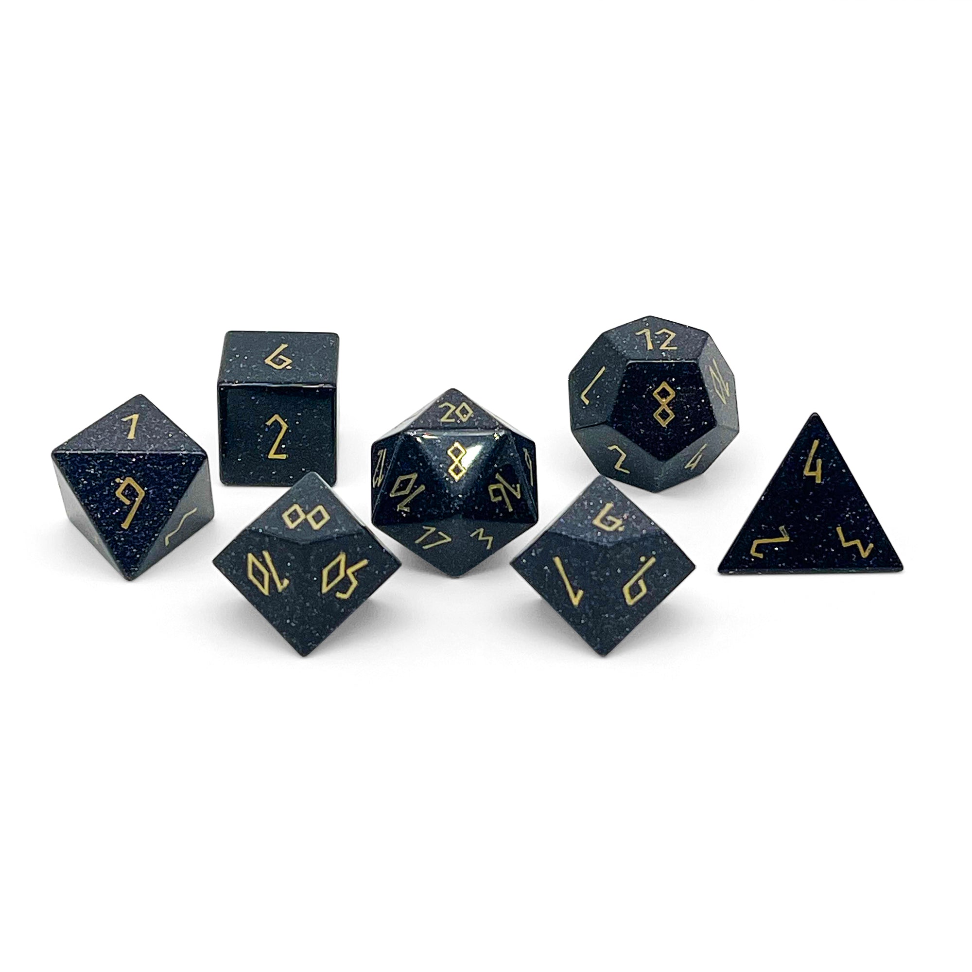 Blue Sandstone - 7 Piece RPG Set Gemstone Dice-Gemstone Dice-Norse Foundry-Gemstone Dice-Dungeons & Dragons Dice-Gem Dice-D&D Dice-Gaming Dice-Perfect for Tabletop RPGs-Dice Set