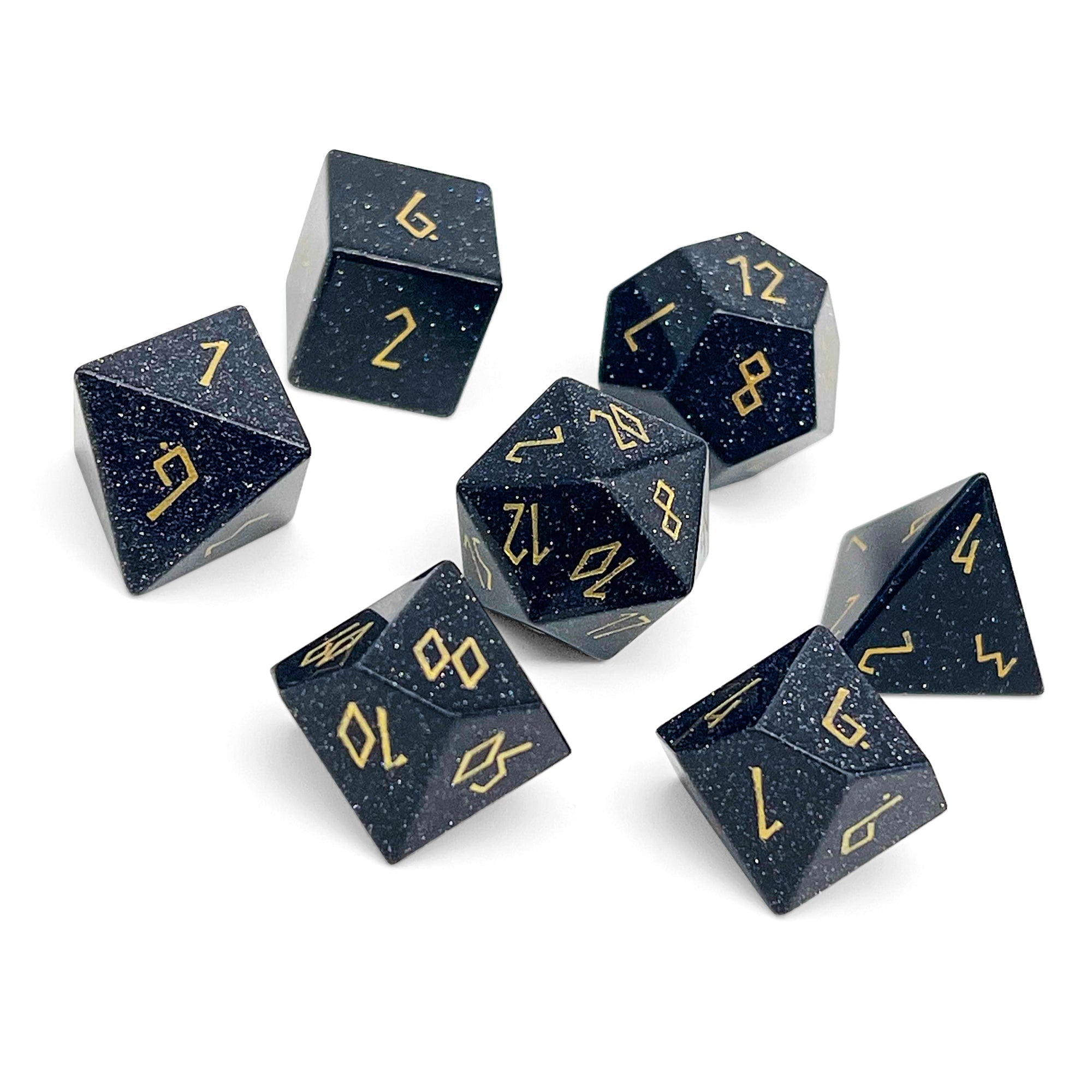 Blue Sandstone - 7 Piece RPG Set Gemstone Dice-Gemstone Dice-Norse Foundry-Gemstone Dice-Dungeons and Dragons Dice-Gem Dice-DND Dice-Gaming Dice-Perfect for Tabletop RPGs-Dice Set