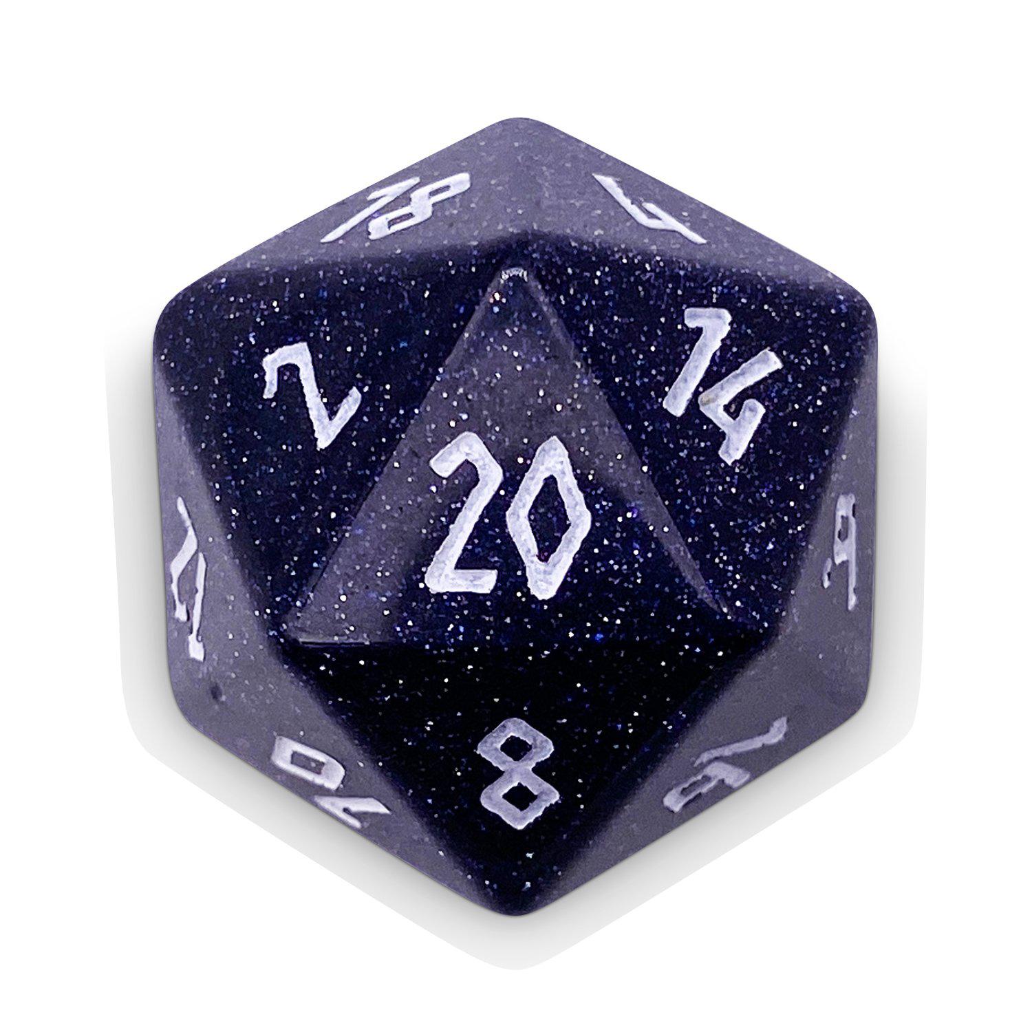 Blue Sandstone - Single D20 Gemstone Dice-Gemstone Dice-Norse Foundry-Gemstone Dice-Dungeons and Dragons Dice-Gem Dice-DnD Dice-Gaming Dice-Perfect for Tabletop RPGs-D20