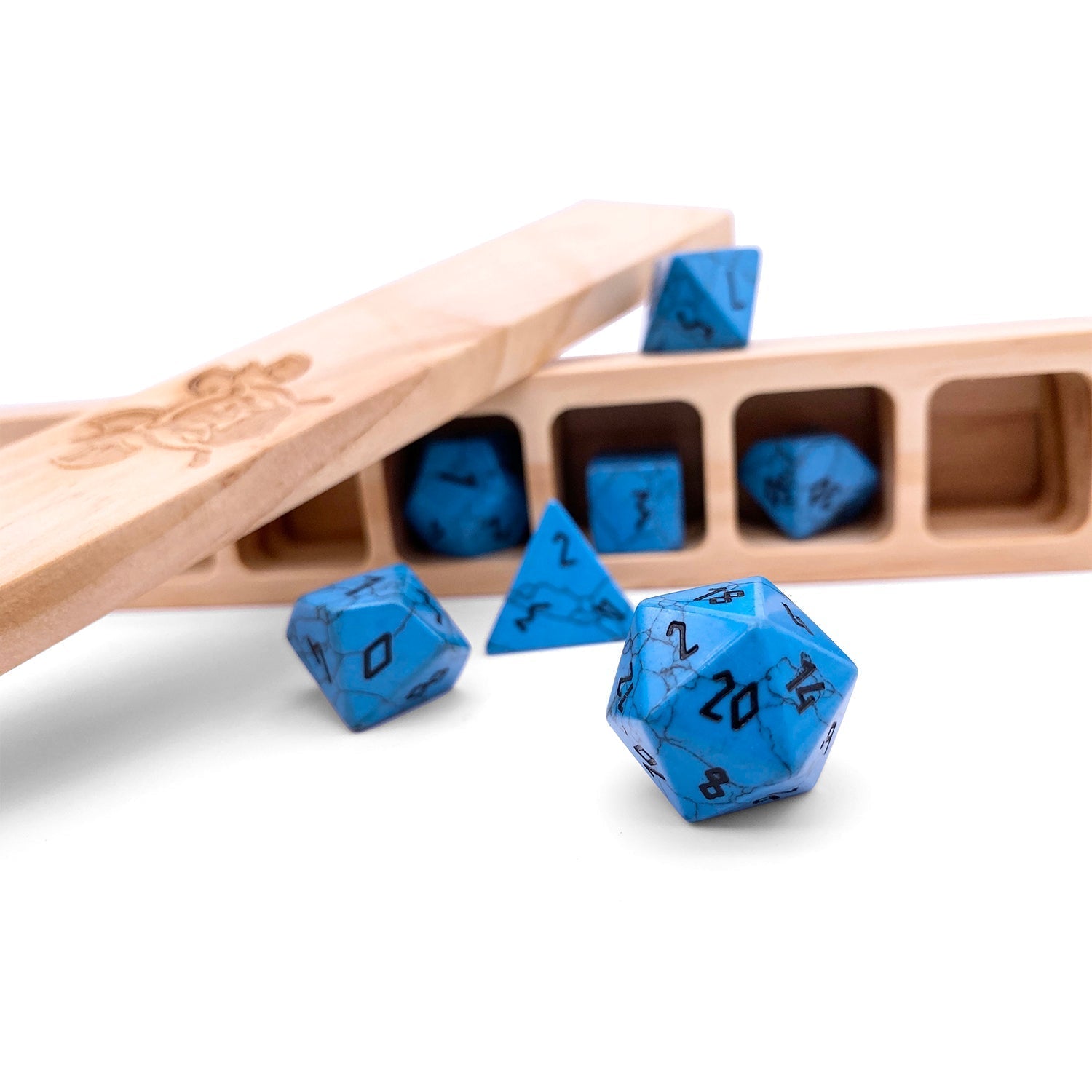 Blue Turquoise - 7 Piece RPG Set Gemstone Dice-Gemstone Dice-Norse Foundry-Gemstone Dice-Dungeons and Dragons Dice-Gem Dice-DND Dice-Gaming Dice-Perfect for Tabletop RPGs-Dice Set
