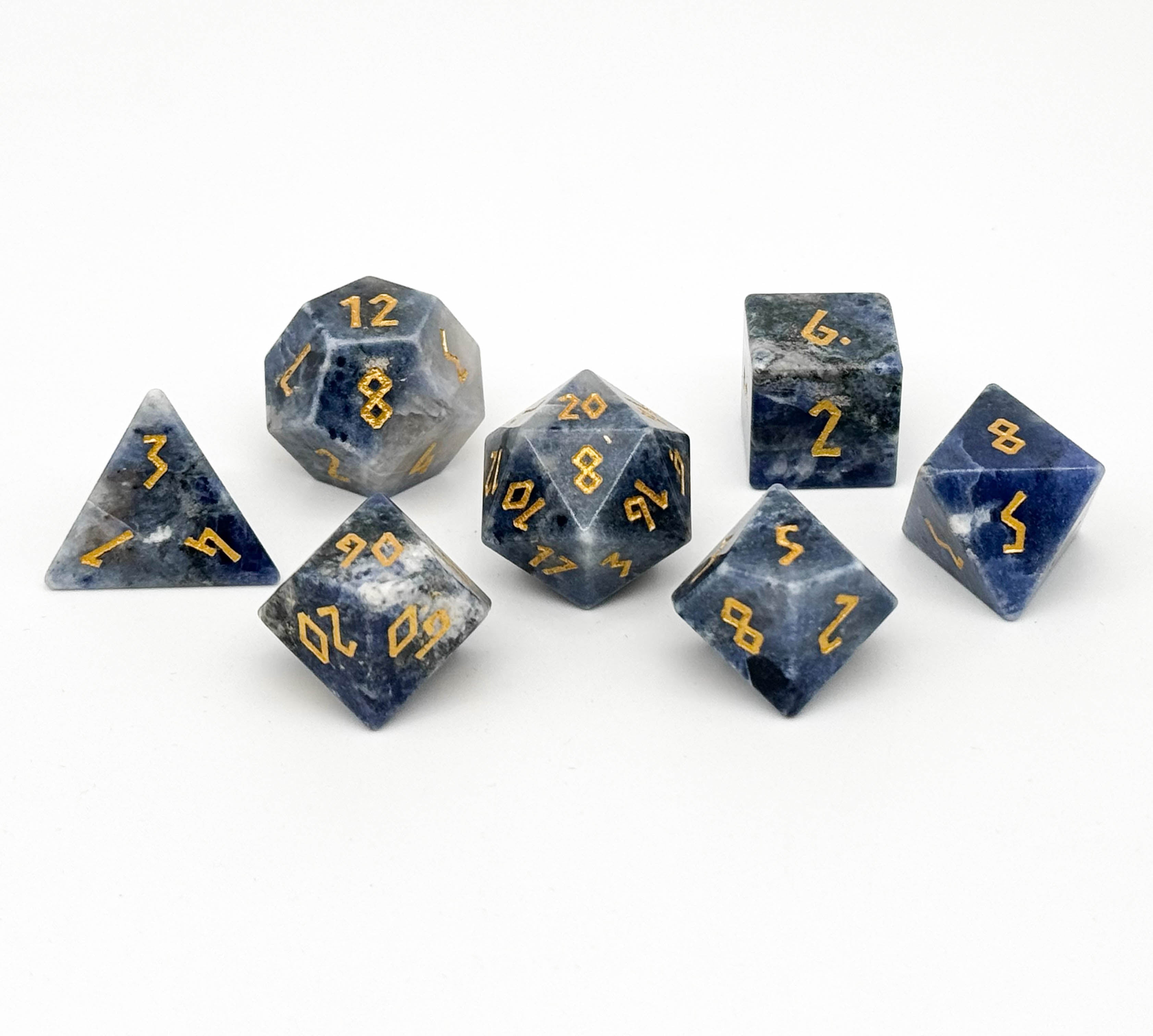 Blue-vein Stone - 7 Piece RPG Set Gemstone Dice-Gemstone Dice-Norse Foundry-Gemstone Dice-Dungeons & Dragons Dice-Gem Dice-D&D Dice-Gaming Dice-Perfect for Tabletop RPGs-Dice Set