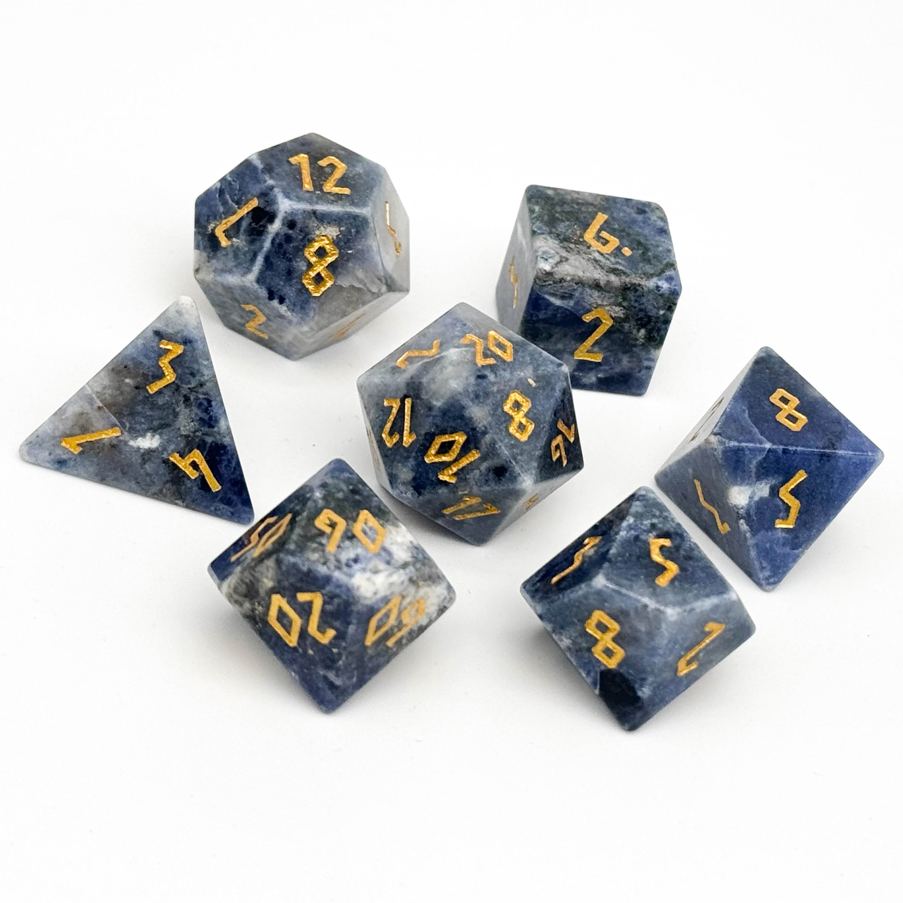 Blue-vein Stone - 7 Piece RPG Set Gemstone Dice-Gemstone Dice-Norse Foundry-Gemstone Dice-Dungeons & Dragons Dice-Gem Dice-DnD Dice-Gaming Dice-Perfect for Tabletop RPGs-Dice Set