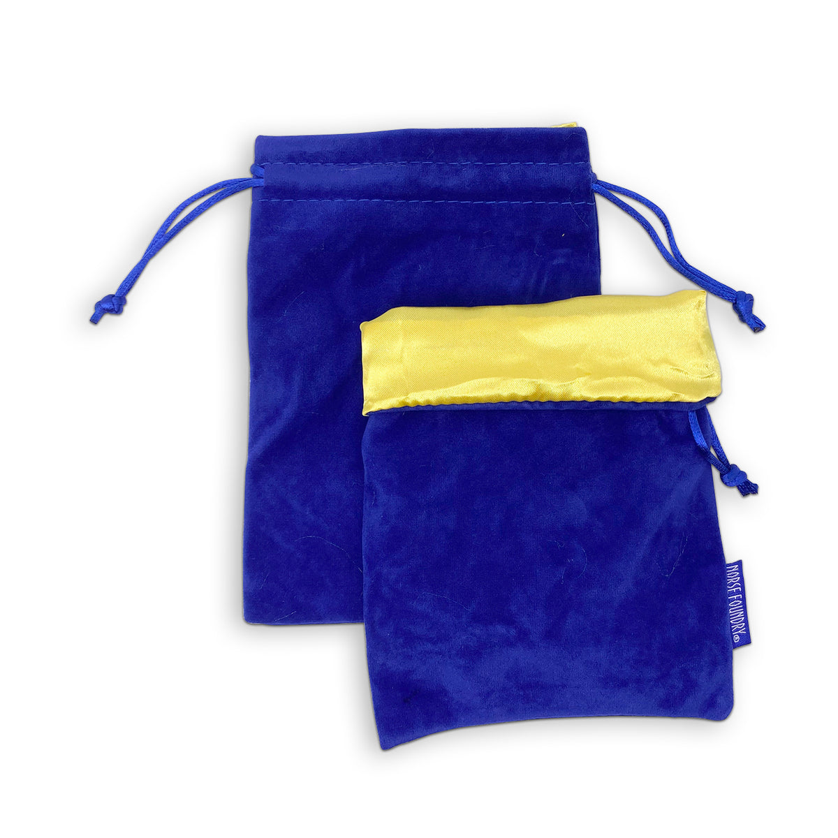 Blue/Yellow Dice Bag 5 x 7″ Velvet with Reinforced Treated Satin