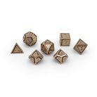 Brass - Nimbus™ 7 Piece RPG Set True Metal Dice-Metal Dice-Norse Foundry-Norse Foundry-dungeons & dragons-d&d dice set-rpg dice set-metal dice set-d&d-luxury dice-perfect for tabletop rpgs