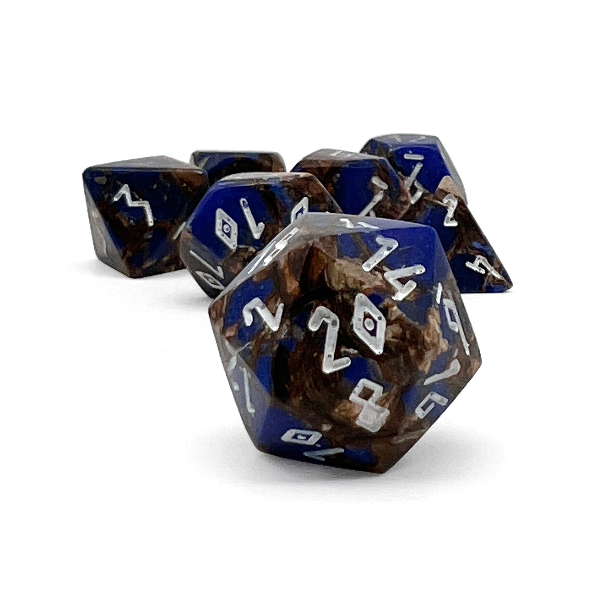 Bronzite Lapis Lazuli - 7 Piece RPG Set TruStone Dice-TruStone Dice-Norse Foundry-Gemstone Dice-Dungeons and Dragons Dice-Gem Dice-D&D Dice-Gaming Dice-Perfect for Tabletop RPGs-Dice Set
