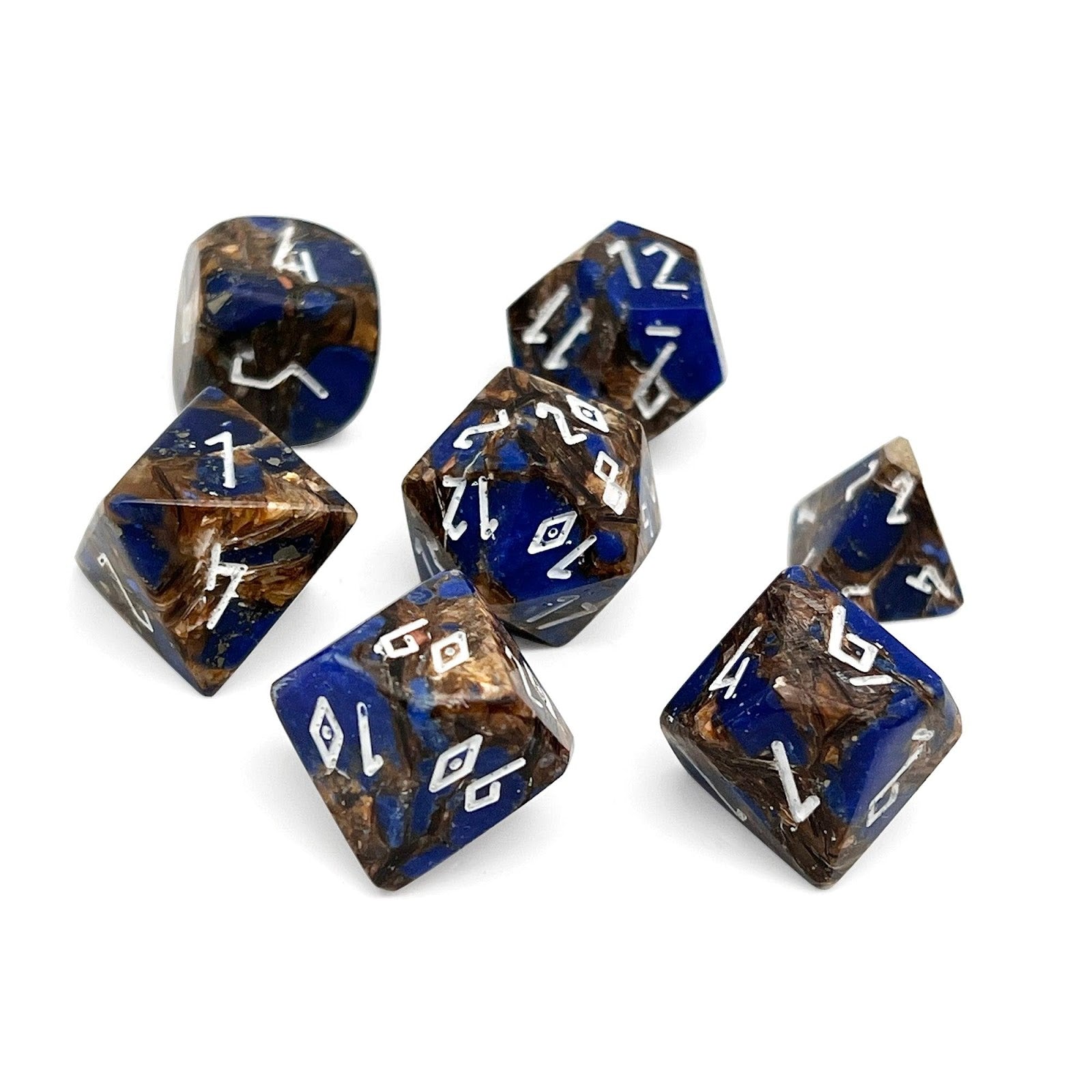 Bronzite Lapis Lazuli - 7 Piece RPG Set TruStone Dice