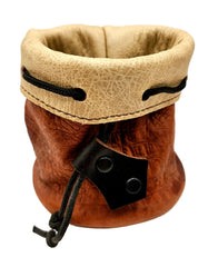 Brown and Tan Dragon Scale Leather Dice Bag / Dice Cup Transformer