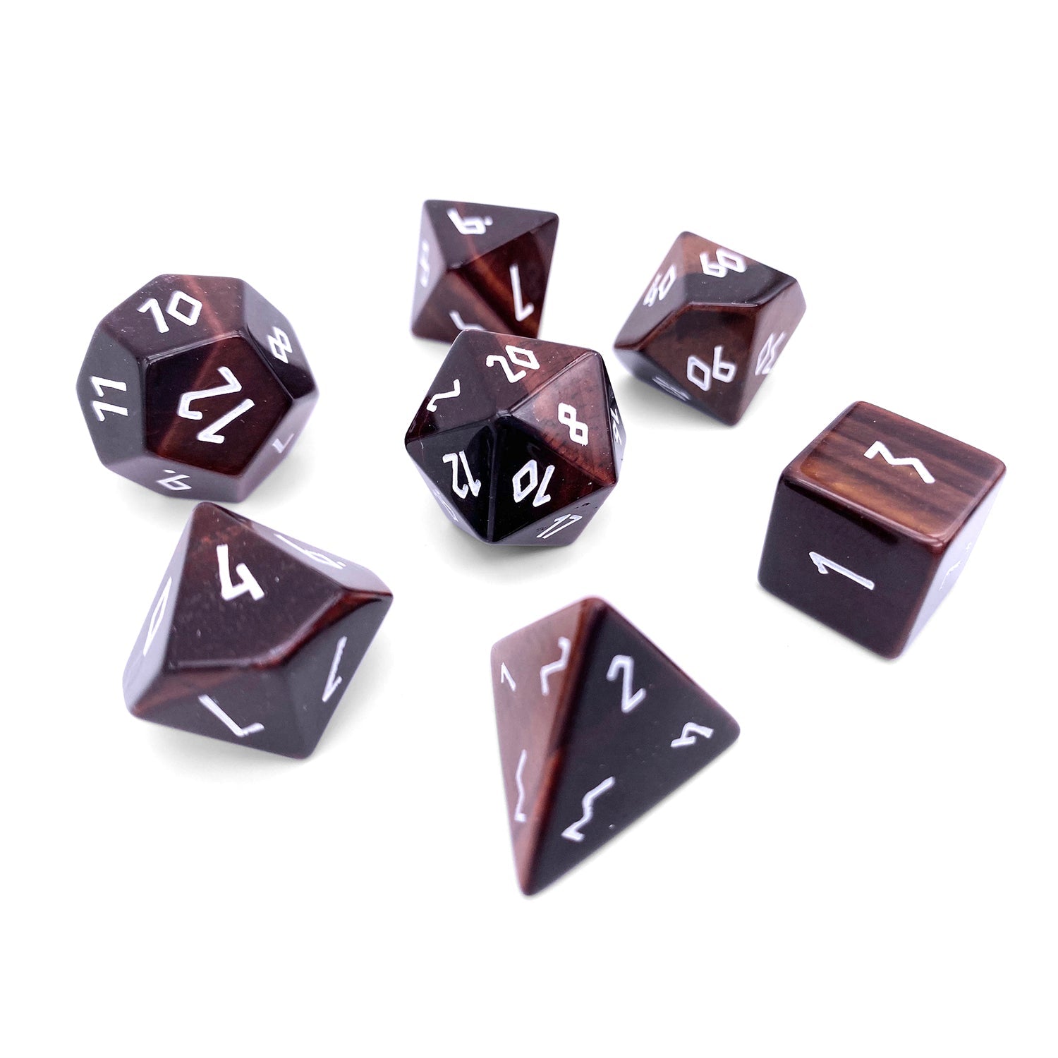Bull's Eye - 7 Piece RPG Set Gemstone Dice-Gemstone Dice-Norse Foundry-Gemstone Dice-Dungeons and Dragons Dice-Gem Dice-DND Dice-Gaming Dice-Perfect for Tabletop RPGs-Dice Set