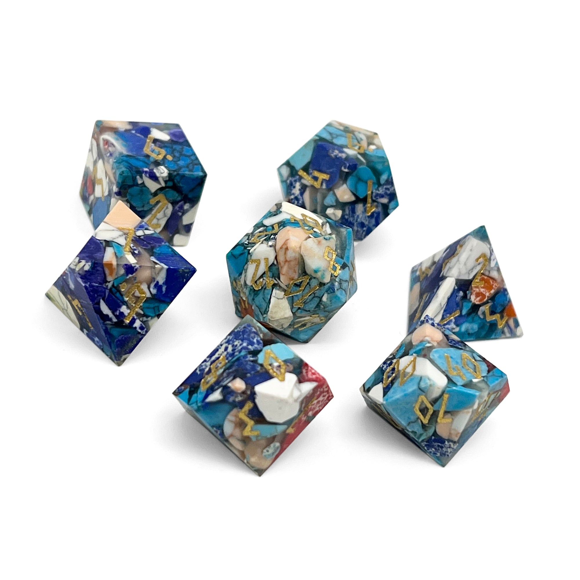Carnival - 7 Piece RPG Set TruStone Dice-TruStone Dice-Norse Foundry-Gemstone Dice-Dungeons and Dragons Dice-Gem Dice-DND Dice-Gaming Dice-Perfect for Tabletop RPGs-Dice Set