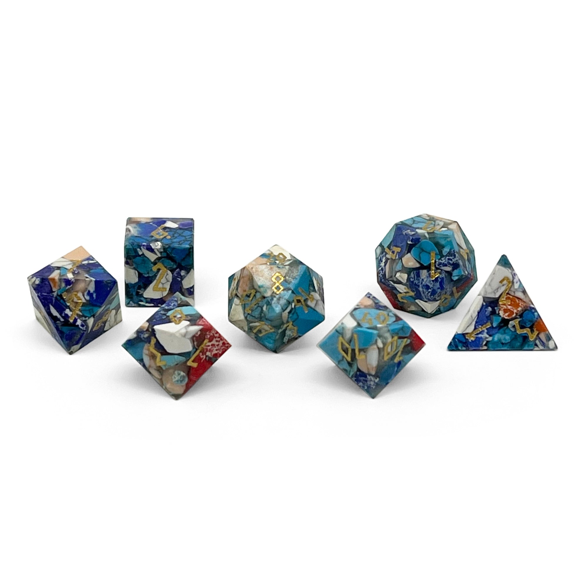 Carnival - 7 Piece RPG Set TruStone Dice-TruStone Dice-Norse Foundry-Gemstone Dice-Dungeons & Dragons Dice-Gem Dice-DnD Dice-Gaming Dice-Perfect for Tabletop RPGs-Dice Set