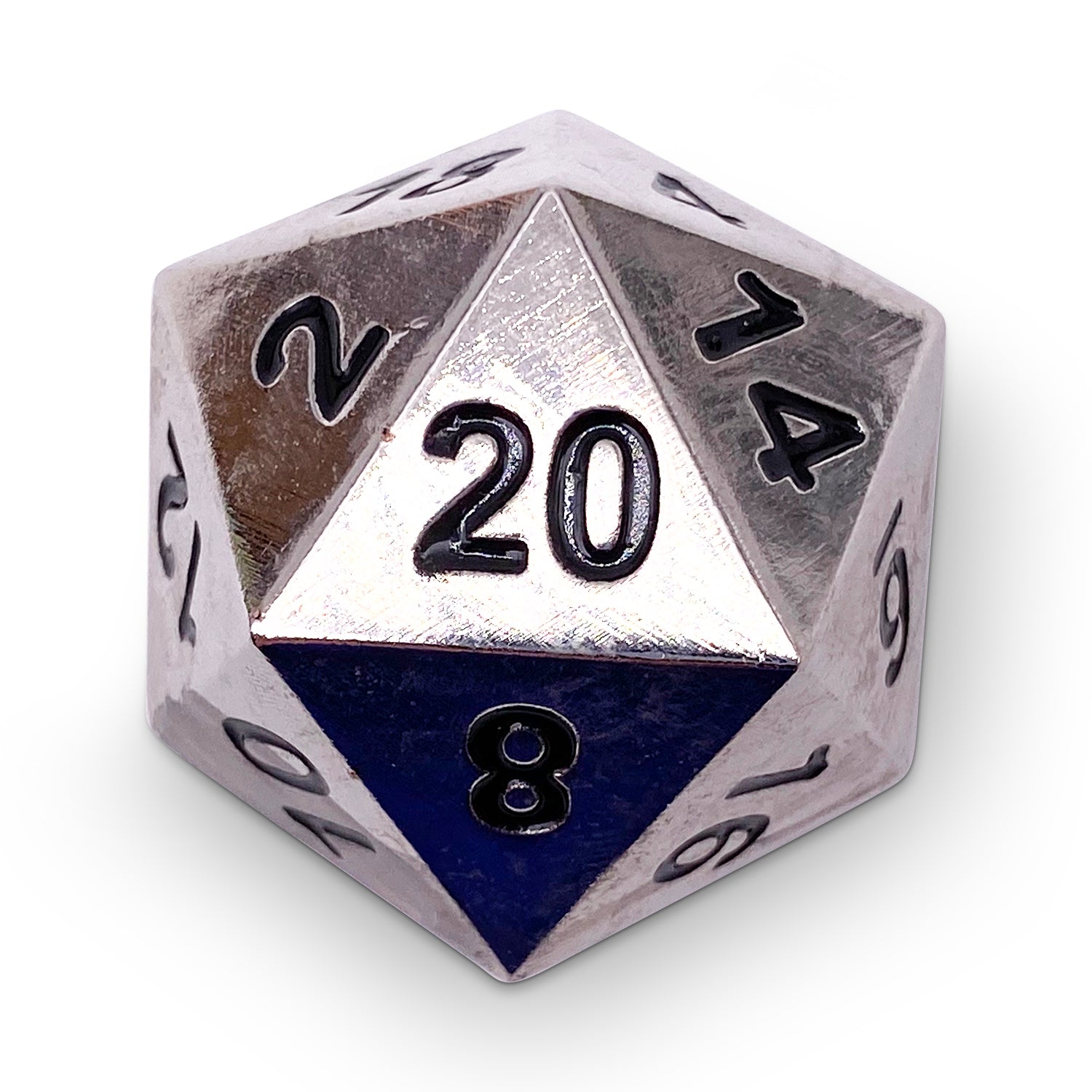 Chainmail Silver - Boulder® 45mm D20 Metal Dice-Zinc Alloy Dice-Norse Foundry-Norse Foundry-dungeons & dragons-d&d dice-rpg dice-d20-metal dice-d&d-45mm-oversize-boulder-perfect for tabletop rpgs