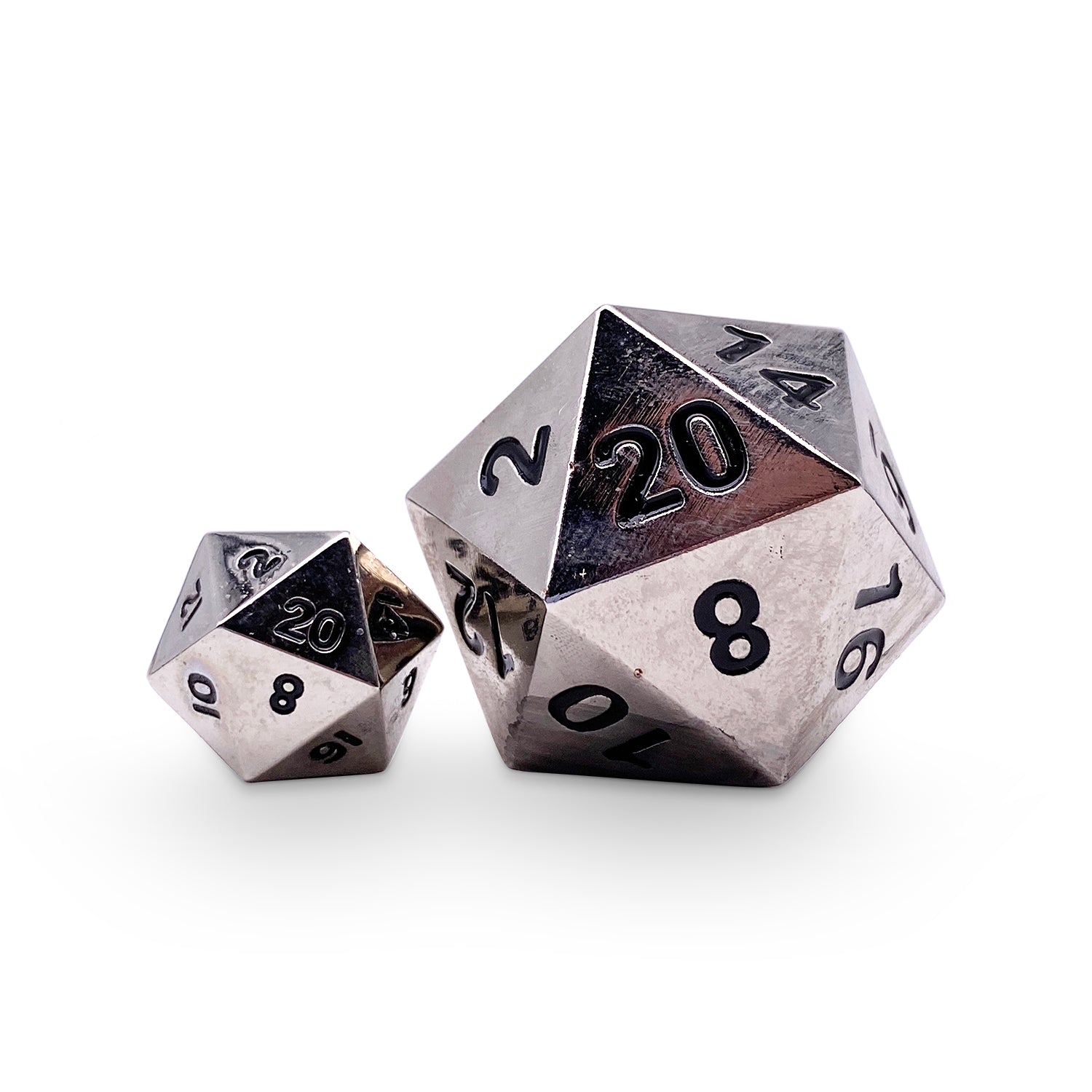 Chainmail Silver - Boulder® 45mm D20 Metal Dice-Zinc Alloy Dice-Norse Foundry-Norse Foundry-dungeons & dragons-d&d dice-rpg dice-d20-metal dice-d&d-45mm-oversize-boulder-perfect for tabletop rpgs