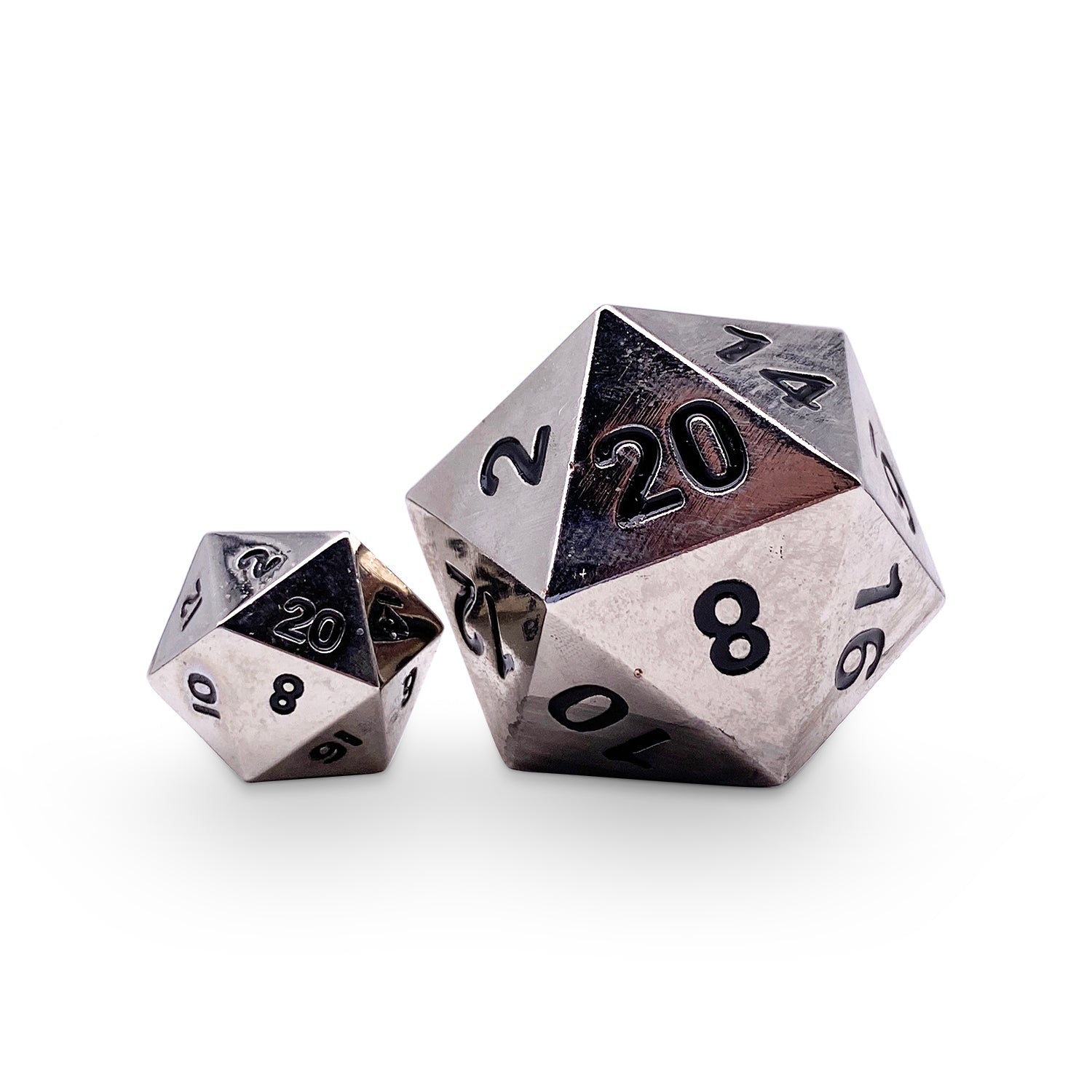 Chainmail Silver - Boulder® 45mm D20 Metal Dice