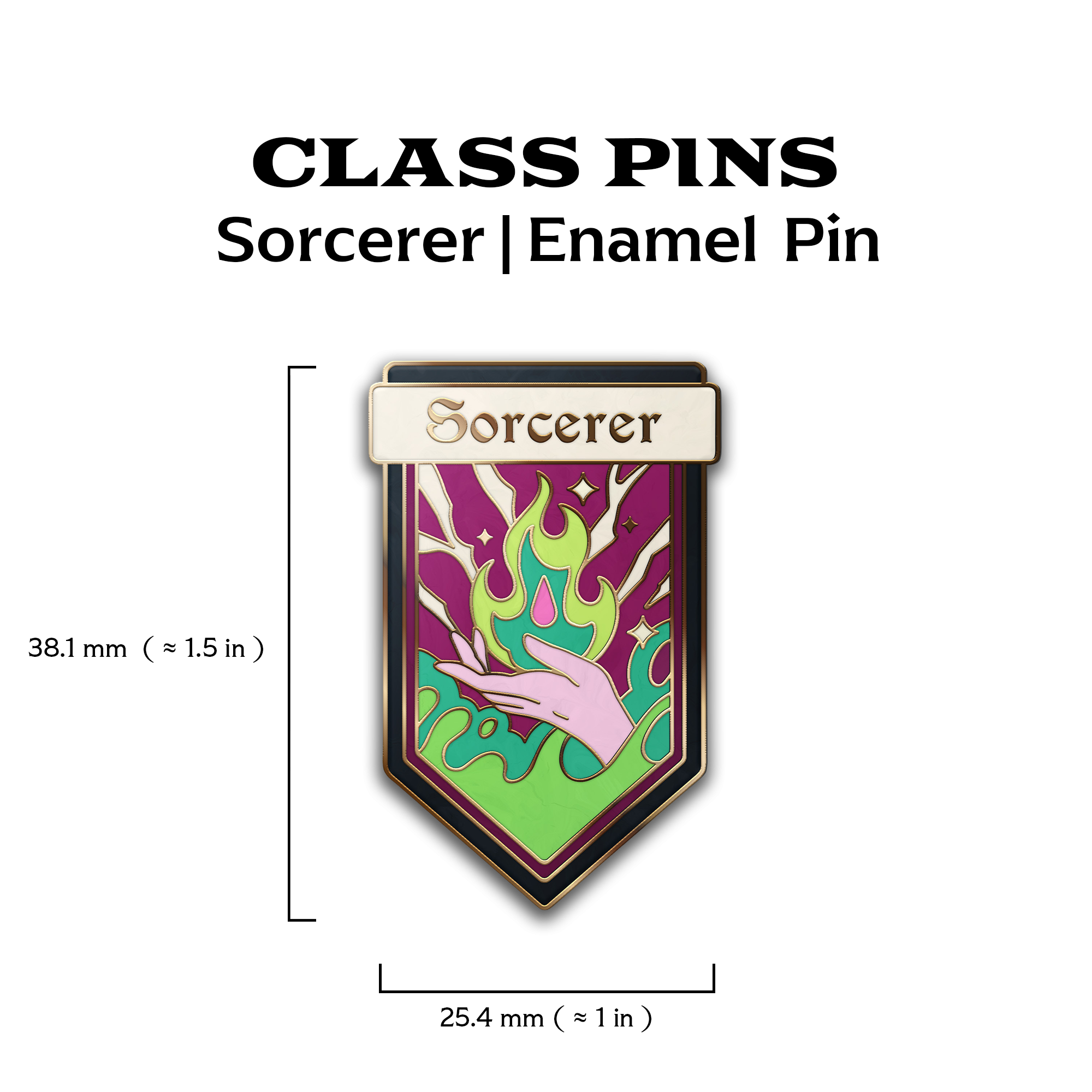 Class Pin - Sorcerer-Enamel Pin-Norse Foundry -D&D Enamel Pin-D&D Pin-Dungeons and Dragons Enamel Pin-D&D Accessories
