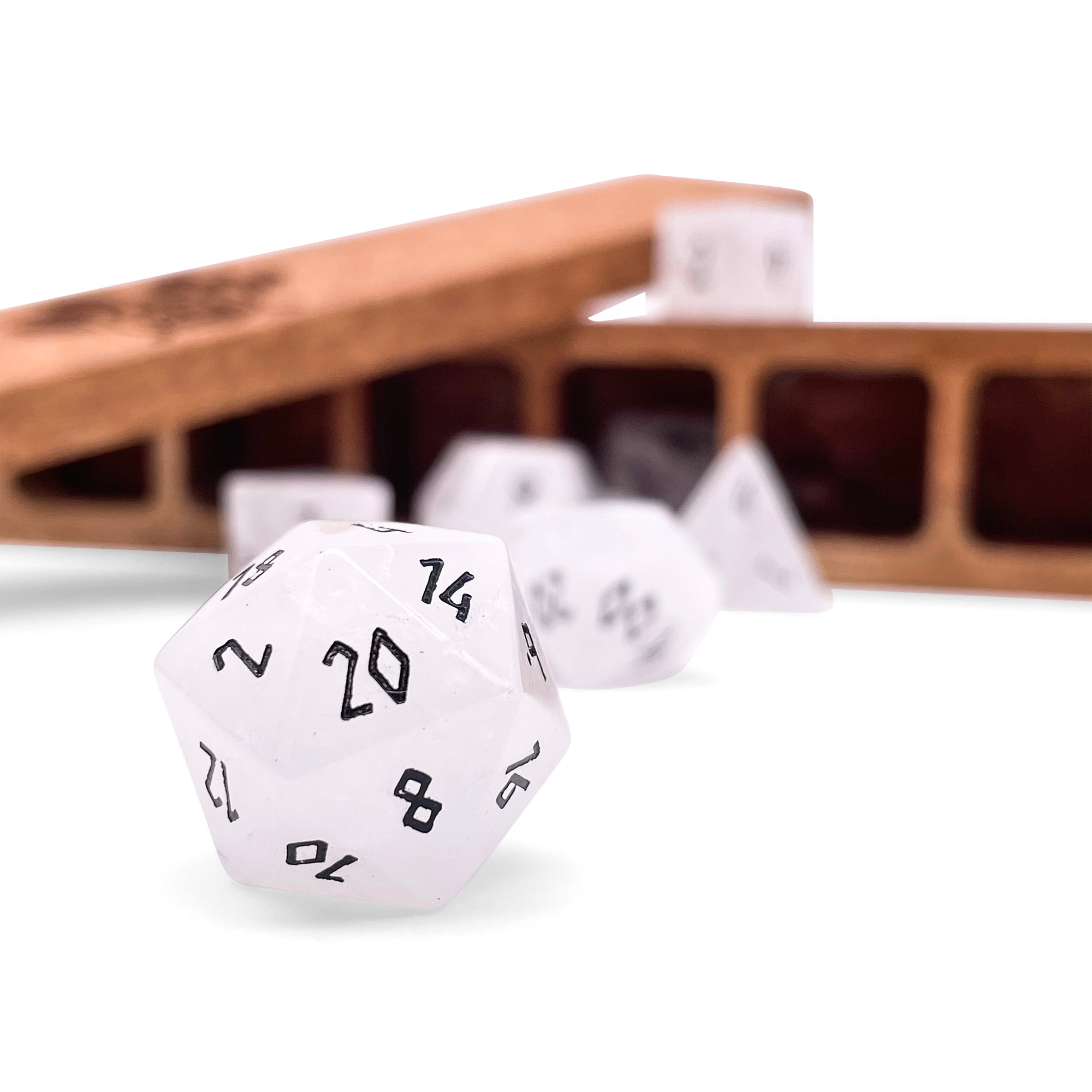 Clear Crystal Quartz - 7 Piece RPG Set Gemstone Dice-Gemstone Dice-Norse Foundry-Gemstone Dice-Dungeons & Dragons Dice-Gem Dice-D&D Dice-Gaming Dice-Perfect for Tabletop RPGs-Dice Set