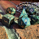 Crocodile Jasper - 7 Piece RPG Set Gemstone Dice-Gemstone Dice-Norse Foundry-Gemstone Dice-Dungeons & Dragons Dice-Gem Dice-DnD Dice-Gaming Dice-Perfect for Tabletop RPGs-Dice Set