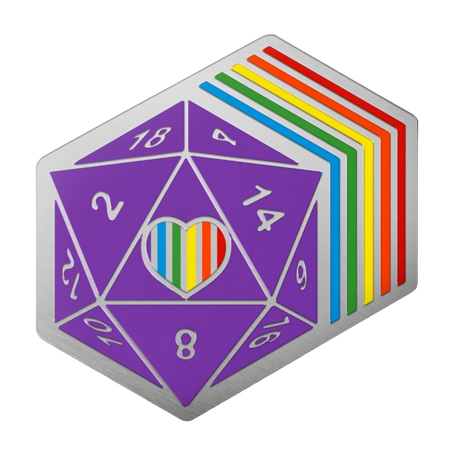 D20 Retro Rainbow Dice Die - Hard Enamel Adventure Dice Pin Metal by Norse Foundry-Pins-Norse Foundry-D&D Enamel Pin-D&D Pin-Dungeons and Dragons Enamel Pin-DND Accessories