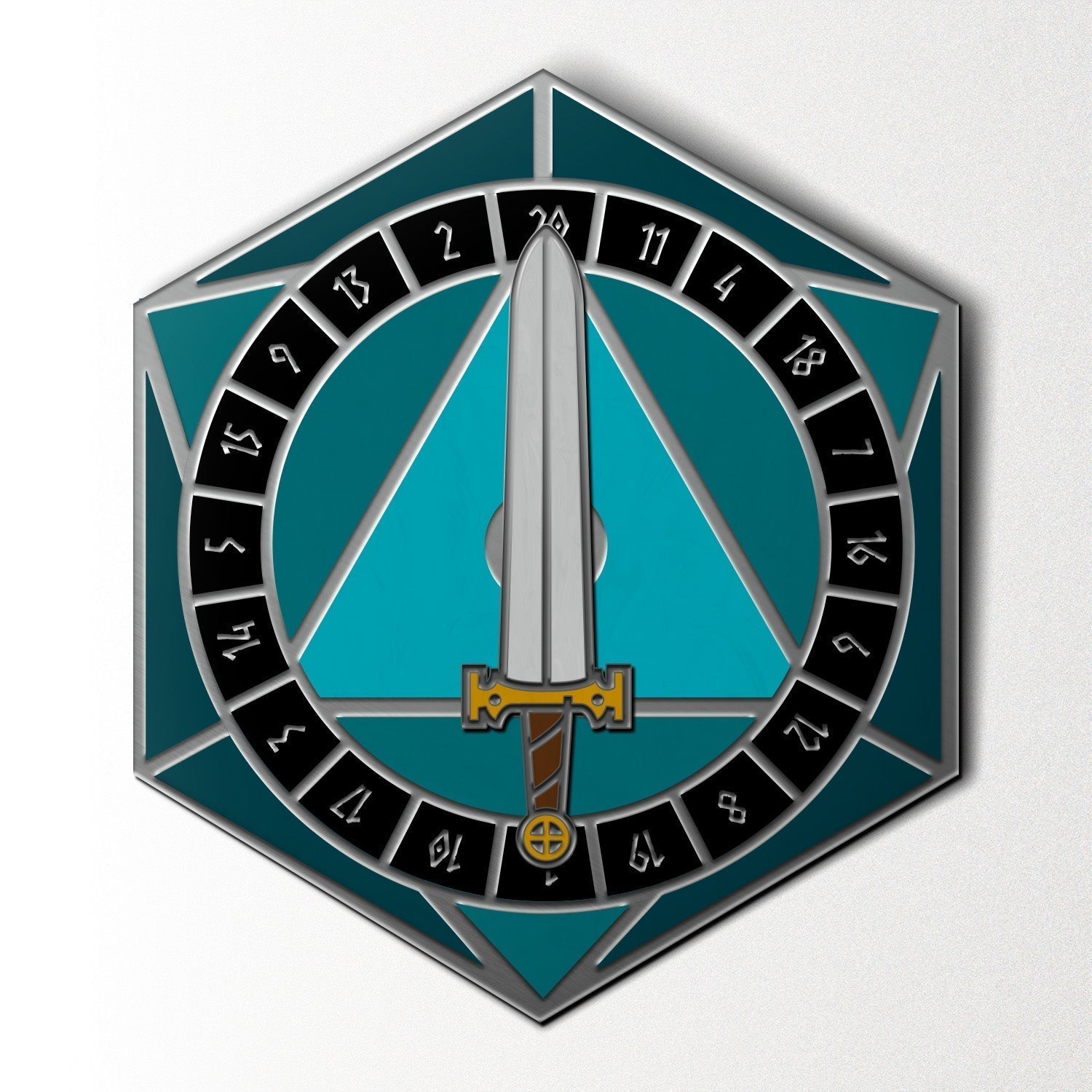 D20 Sword Spinner Pin - Hard Enamel Adventure Dice Pin Metal by Norse Foundry-Pins-Norse Foundry-D&D Enamel Pin-D&D Pin-Dungeons and Dragons Enamel Pin-DND Accessories