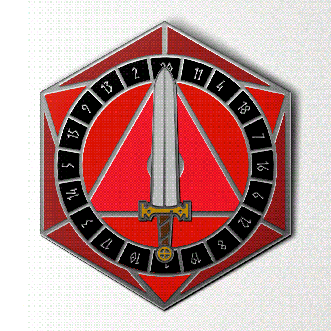 D20 Sword Spinner Pin - Hard Enamel Adventure Dice Pin Metal by Norse Foundry-Pins-Norse Foundry-D&D Enamel Pin-D&D Pin-Dungeons and Dragons Enamel Pin-DND Accessories