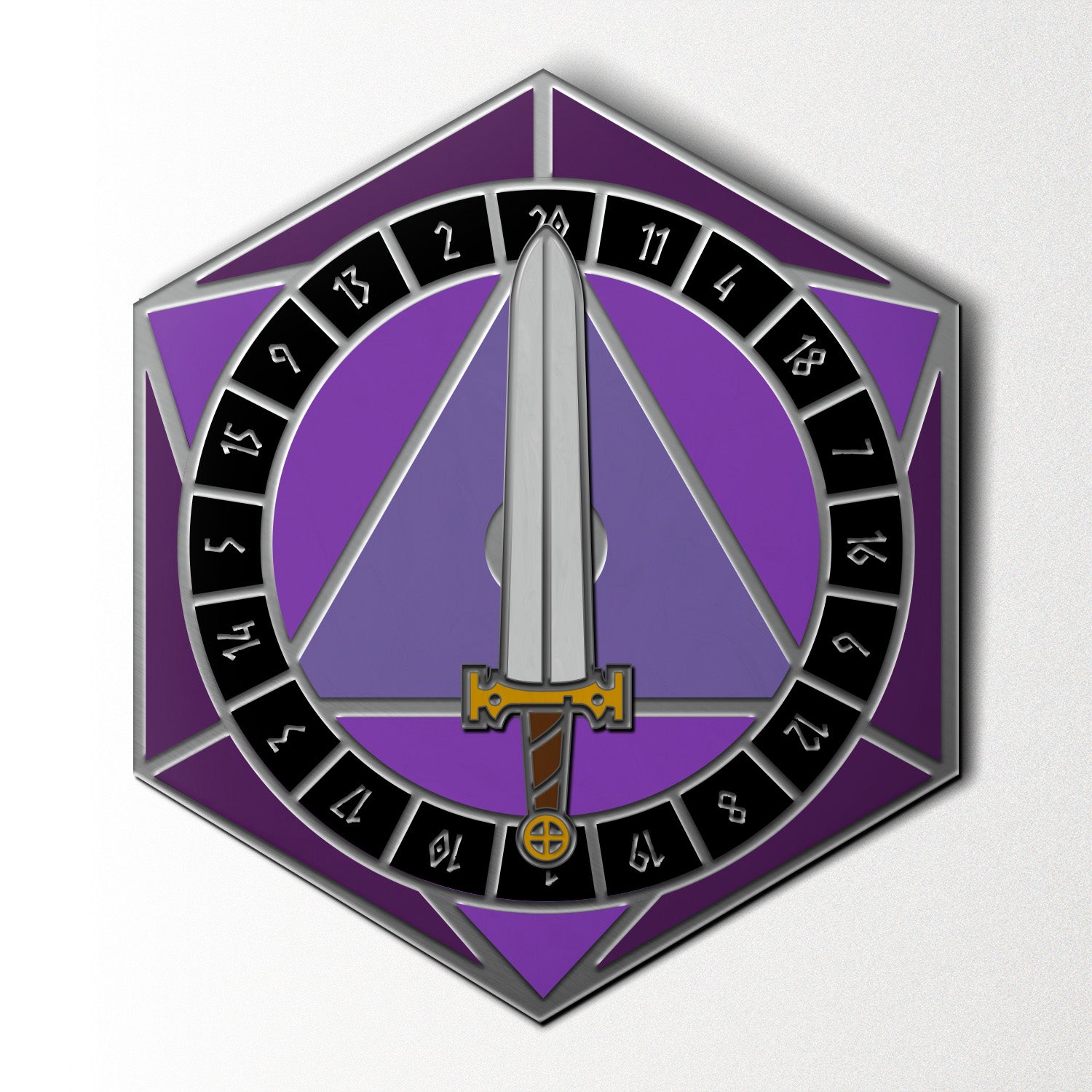 D20 Sword Spinner Pin - Hard Enamel Adventure Dice Pin Metal by Norse Foundry-Pins-Norse Foundry-D&D Enamel Pin-D&D Pin-Dungeons and Dragons Enamel Pin-DND Accessories