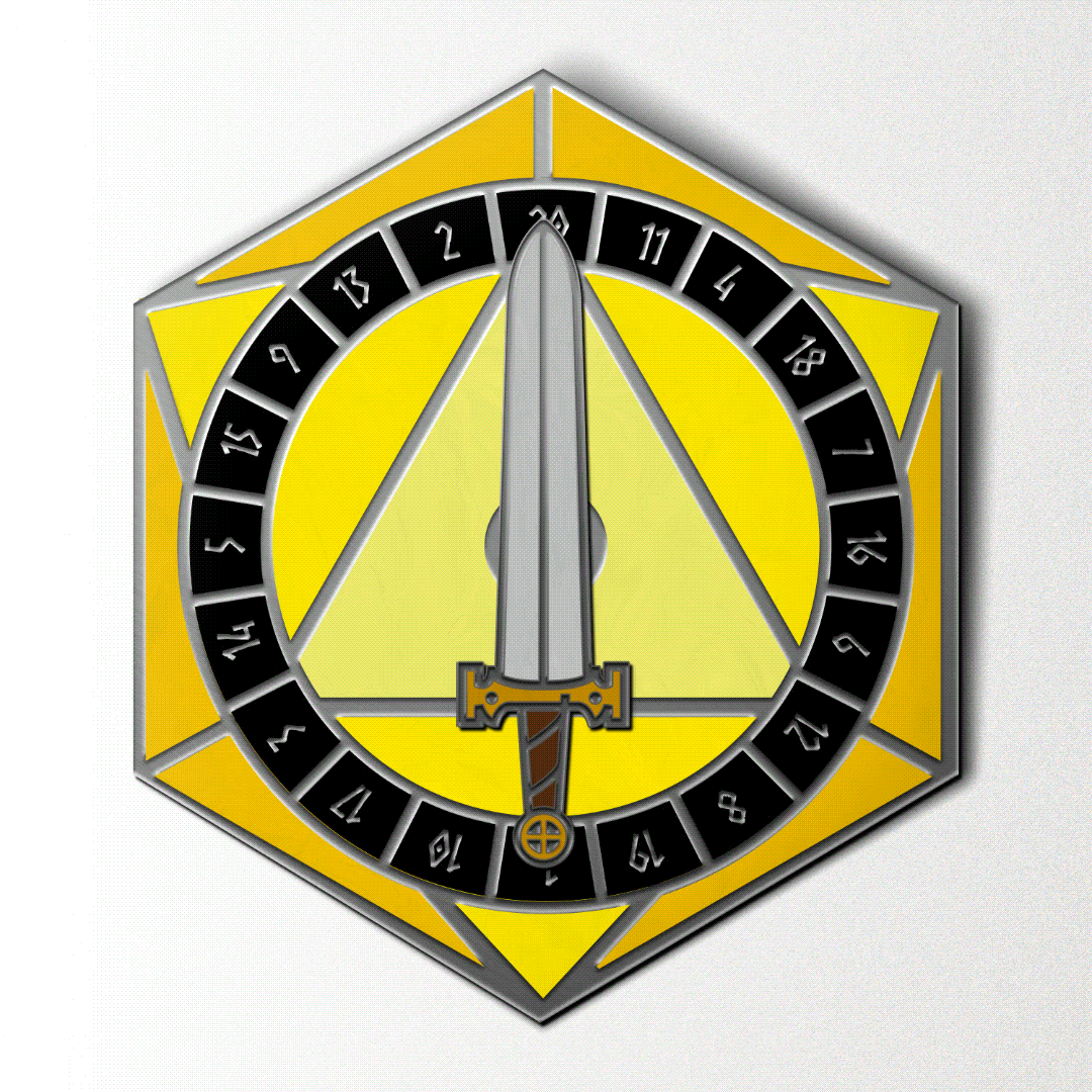 D20 Sword Spinner Pin - Hard Enamel Adventure Dice Pin Metal by Norse Foundry-Pins-Norse Foundry-D&D Enamel Pin-D&D Pin-Dungeons and Dragons Enamel Pin-DnD Accessories