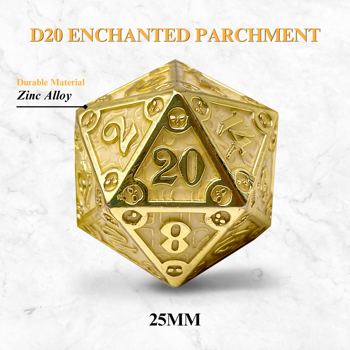Dungeon Delve Runestones™ - 25mm D20 - Enchanted Parchment