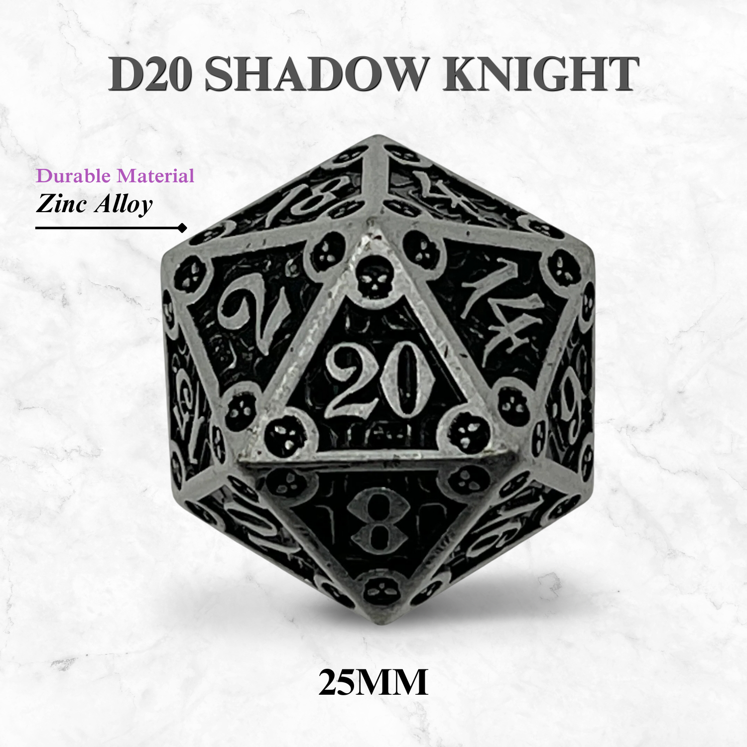 Dungeon Delve Runestones™ - 25mm D20 - Shadow Knight - NOR 00807