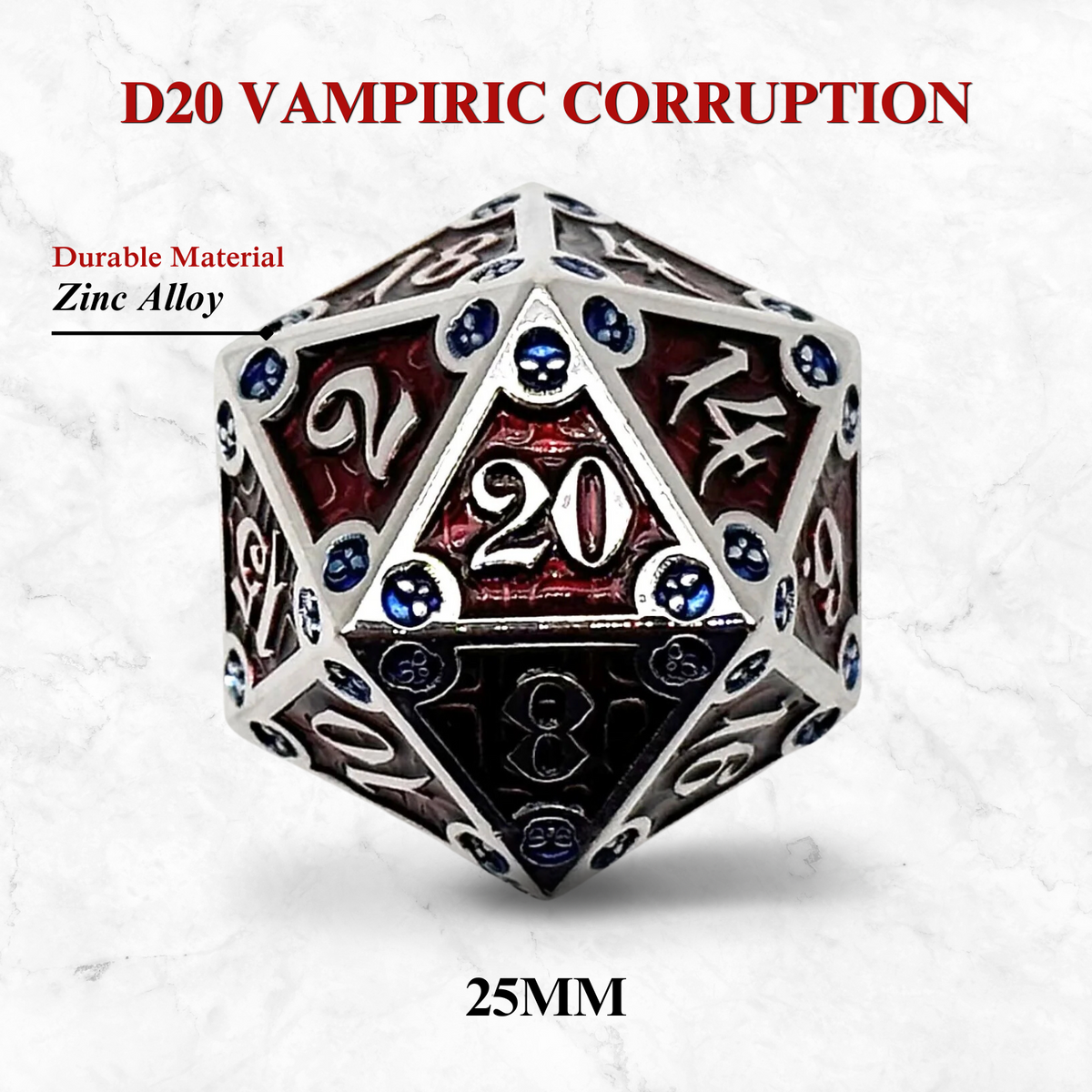 Dungeon Delve Runestones™ - 25mm D20 - Vampiric Corruption