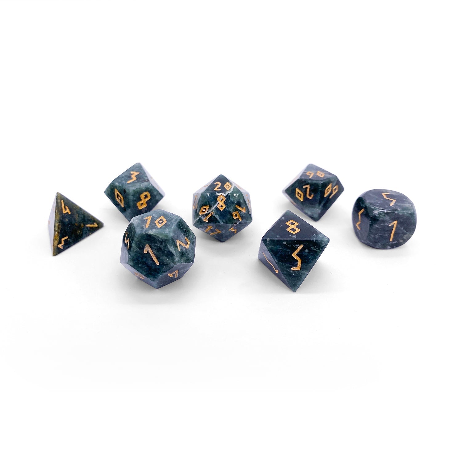 Dark Jade - 7 Piece RPG Set TruStone Dice-TruStone Dice-Norse Foundry-Gemstone Dice-Dungeons and Dragons Dice-Gem Dice-D&D Dice-Gaming Dice-Perfect for Tabletop RPGs-Dice Set