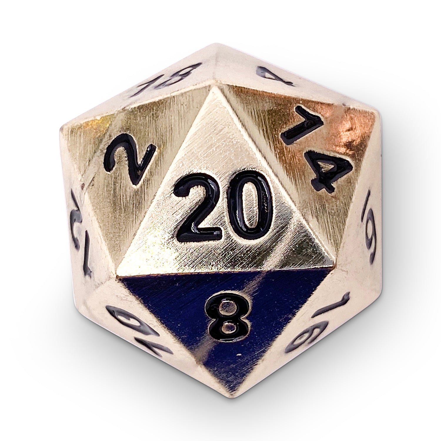 Dead Man's Gold - Boulder® 45mm D20 Metal Dice-Zinc Alloy Dice-Norse Foundry-Norse Foundry-dungeons & dragons-d&d dice-rpg dice-d20-metal dice-d&d-45mm-oversize-boulder-perfect for tabletop rpgs