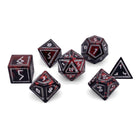 Demon's Blood - Nimbus™ 7 Piece RPG Set 6063 Aluminum Wondrous Dice-Aluminum Dice-Norse Foundry-Norse Foundry-aluminum dice-dungeons & dragons-d&d dice set-rpg dice set-aluminum d&d dice set-d&d-lightweight-perfect for tabletop rpgs