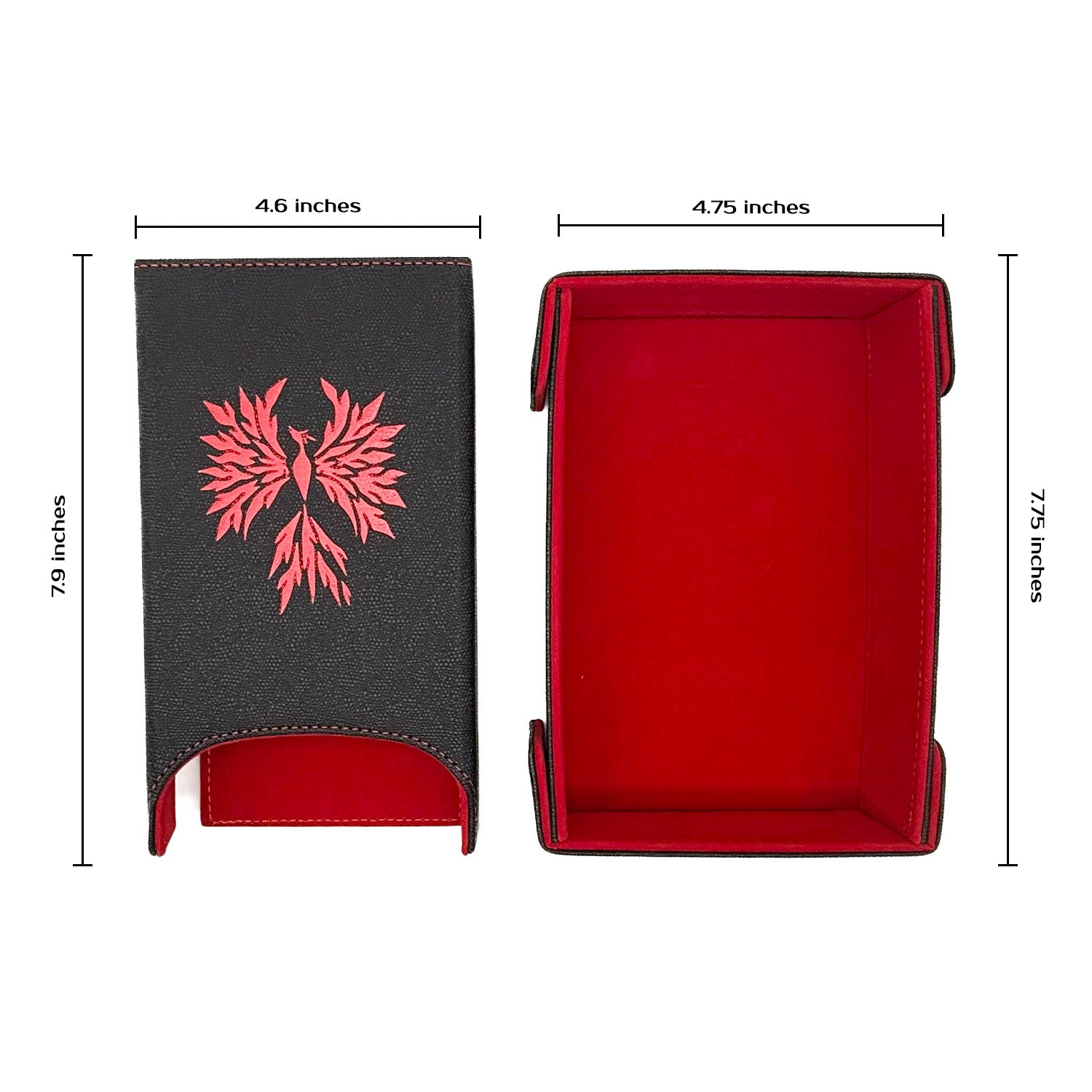 Dice Tray / Tower Bundle: Red Phoenix-Dice Tray-Norse Foundry -Dice Tray Dice Tower-DND Tray-D&D Dice Tower-D&D Accessories-Dice Rolling Tower with Tray-Portable Dice Tower Set