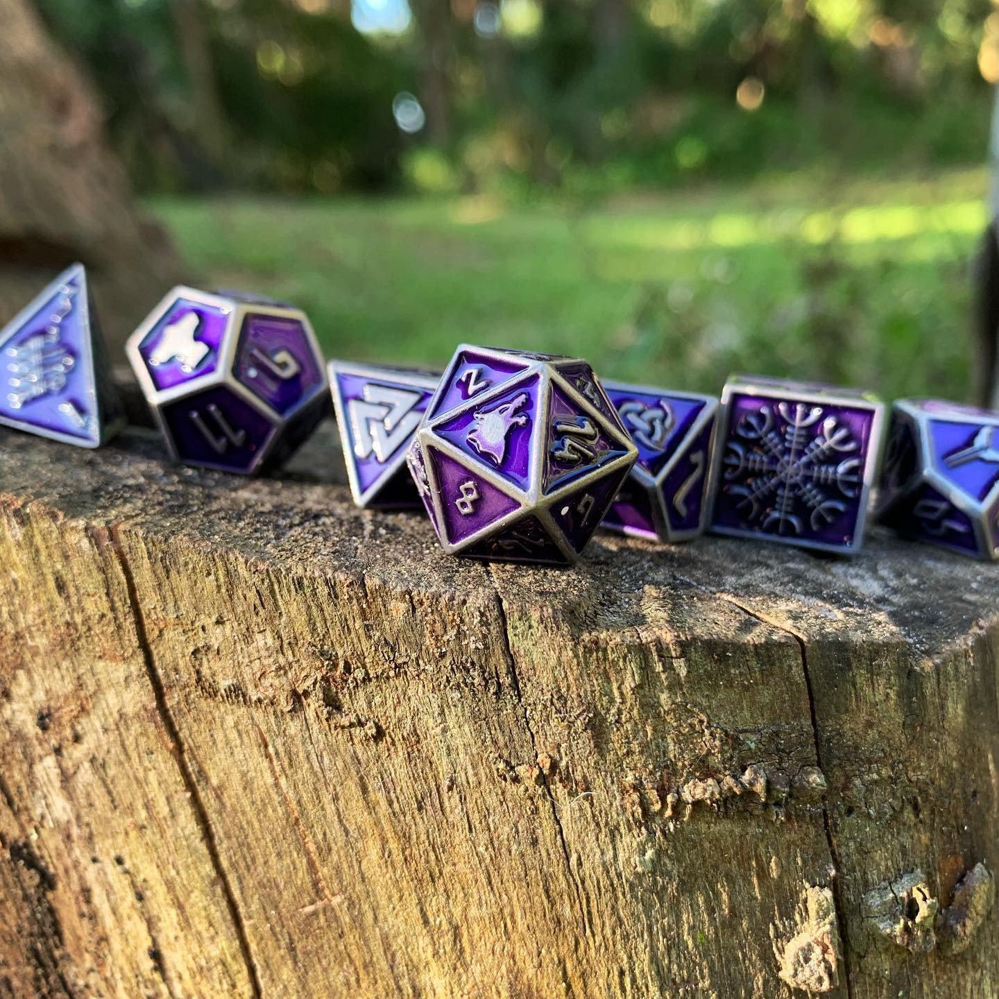 Doppelgänger - Norse Themed Metal Dice Set-Zinc Alloy Dice-Norse Foundry-Dungeons and Dragons-D&D Dice-D20-Metal Dice Set-DND-DND Metal Dice Set-Perfect for Tabletop RPGs