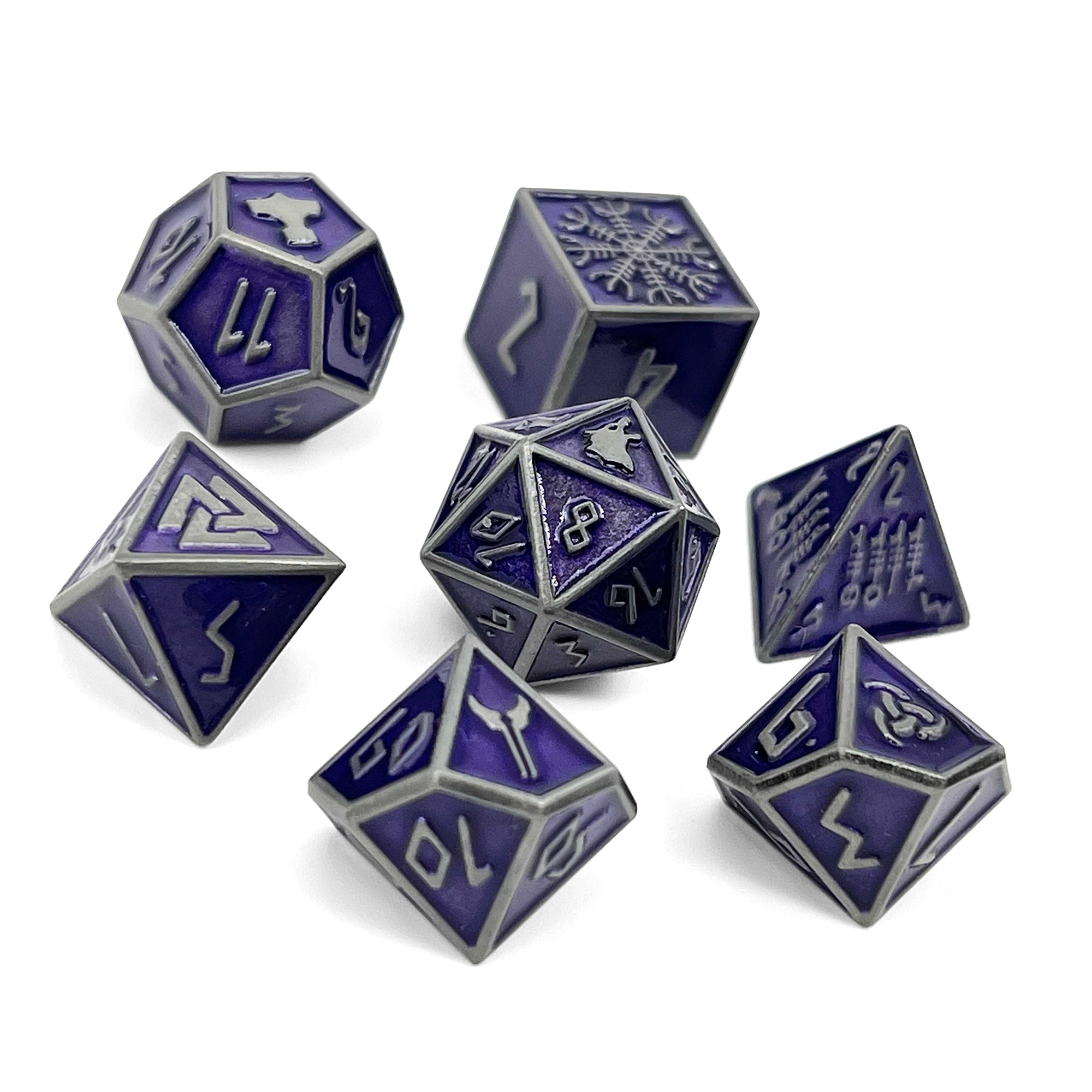 Doppelgänger - Norse Themed Metal Dice Set-Zinc Alloy Dice-Norse Foundry-Dungeons and Dragons-D&D Dice-D20-Metal Dice Set-DND-DND Metal Dice Set-Perfect for Tabletop RPGs