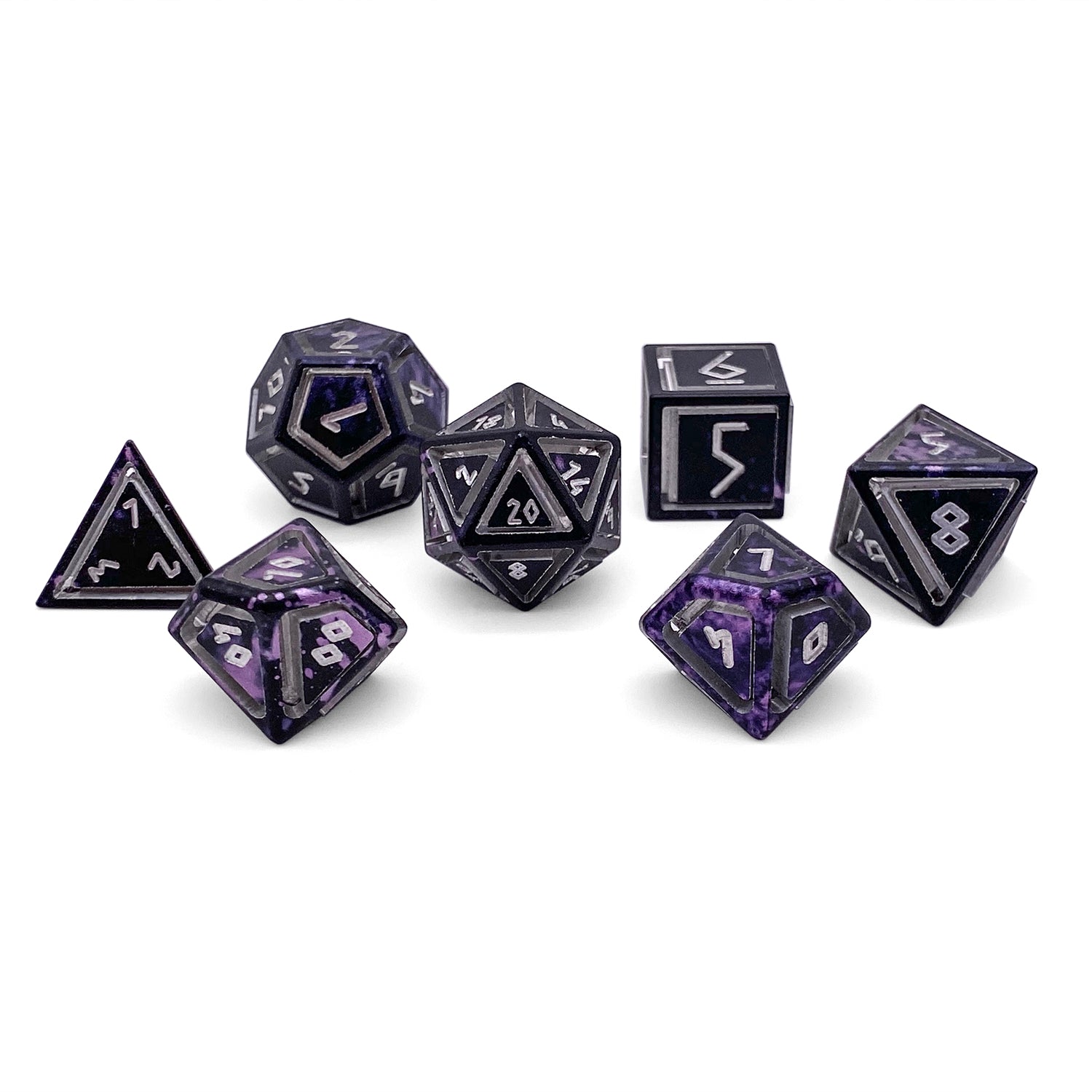 Dracolich - Nimbus™ 7 Piece RPG Set 6063 Aluminum Wondrous Dice-Aluminum Dice-Norse Foundry-Norse Foundry-aluminum dice-dungeons & dragons-d&d dice set-rpg dice set-aluminum d&d dice set-d&d-lightweight-perfect for tabletop rpgs