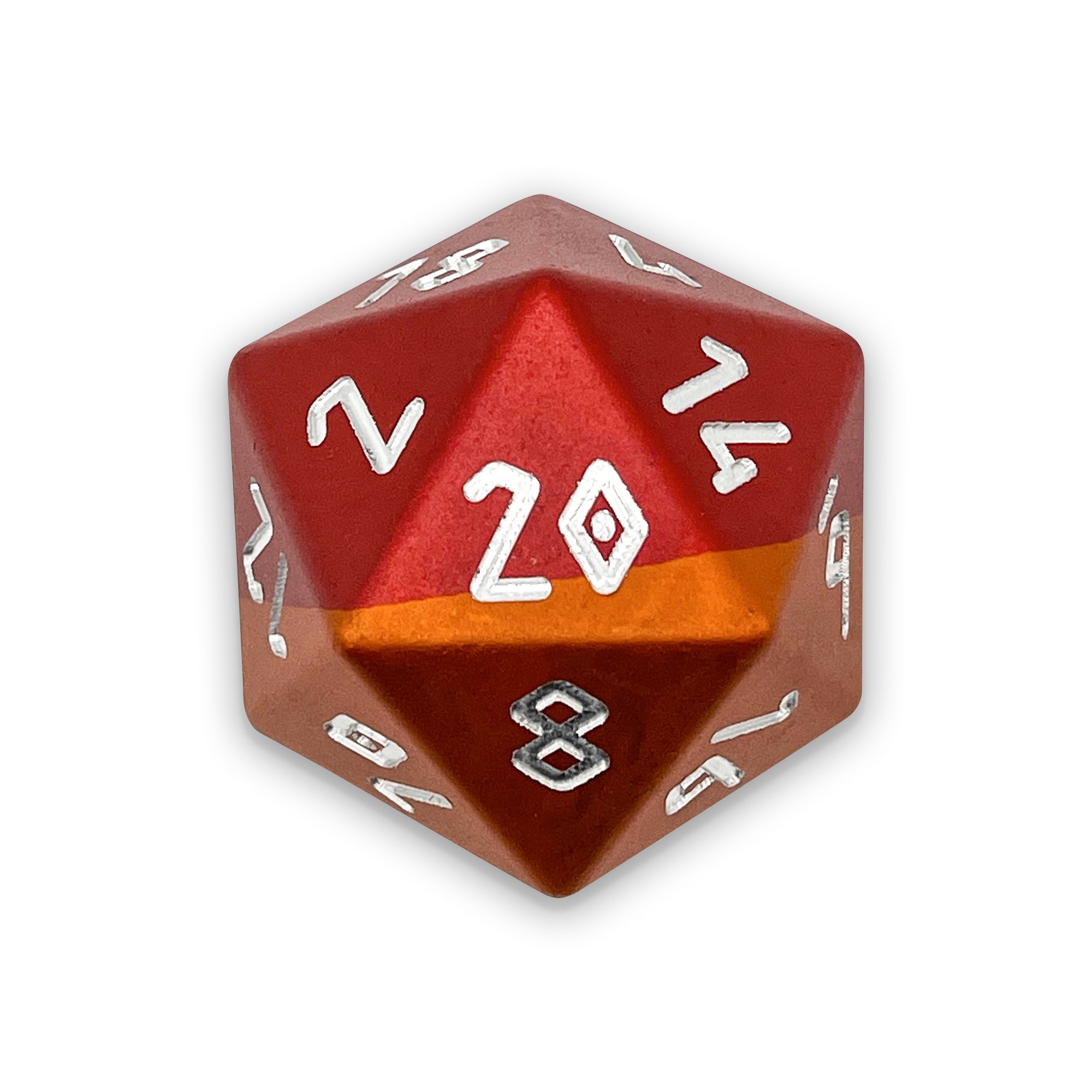 Dragons Breath - Boulder® 55mm 6063 Aluminum Hybrid Dice-Aluminum Dice-Norse Foundry-Norse Foundry-aluminum dice-dungeons & dragons-d&d dice-rpg dice-d20-d&d-55mm-oversize-boulder-perfect for tabletop rpgs