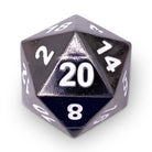 Drow Black - Boulder® 45mm D20 Metal Dice-Zinc Alloy Dice-Norse Foundry-Norse Foundry-dungeons & dragons-d&d dice-rpg dice-d20-metal dice-d&d-45mm-oversize-boulder-perfect for tabletop rpgs