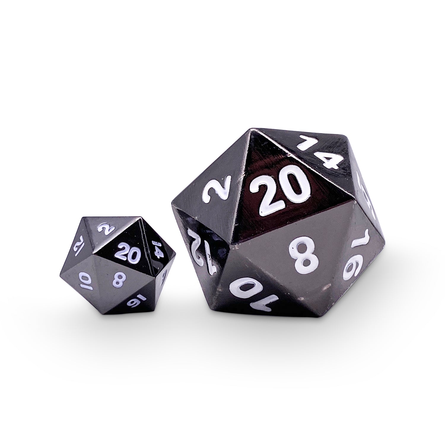 Drow Black - Boulder® 45mm D20 Metal Dice-Zinc Alloy Dice-Norse Foundry-Norse Foundry-dungeons & dragons-d&d dice-rpg dice-d20-metal dice-d&d-45mm-oversize-boulder-perfect for tabletop rpgs