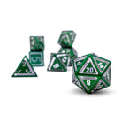 Druid Green - Nimbus™ 7 Piece RPG Set 6063 Aluminum Dice-Nimbus Dice-Norse Foundry-Norse Foundry-aluminum dice-dungeons & dragons-d&d dice set-rpg dice set-aluminum d&d dice set-d&d-lightweight-perfect for tabletop rpgs