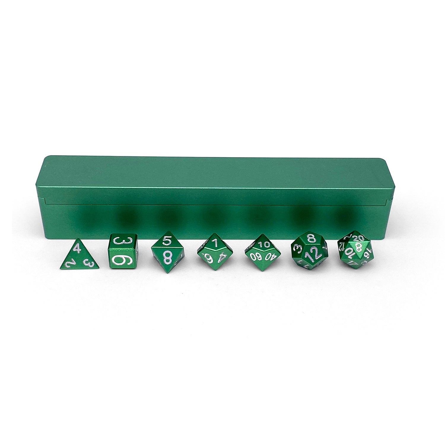 Druid Green - Pebble™ 10mm Set with Case 6063 Aluminum Dice
