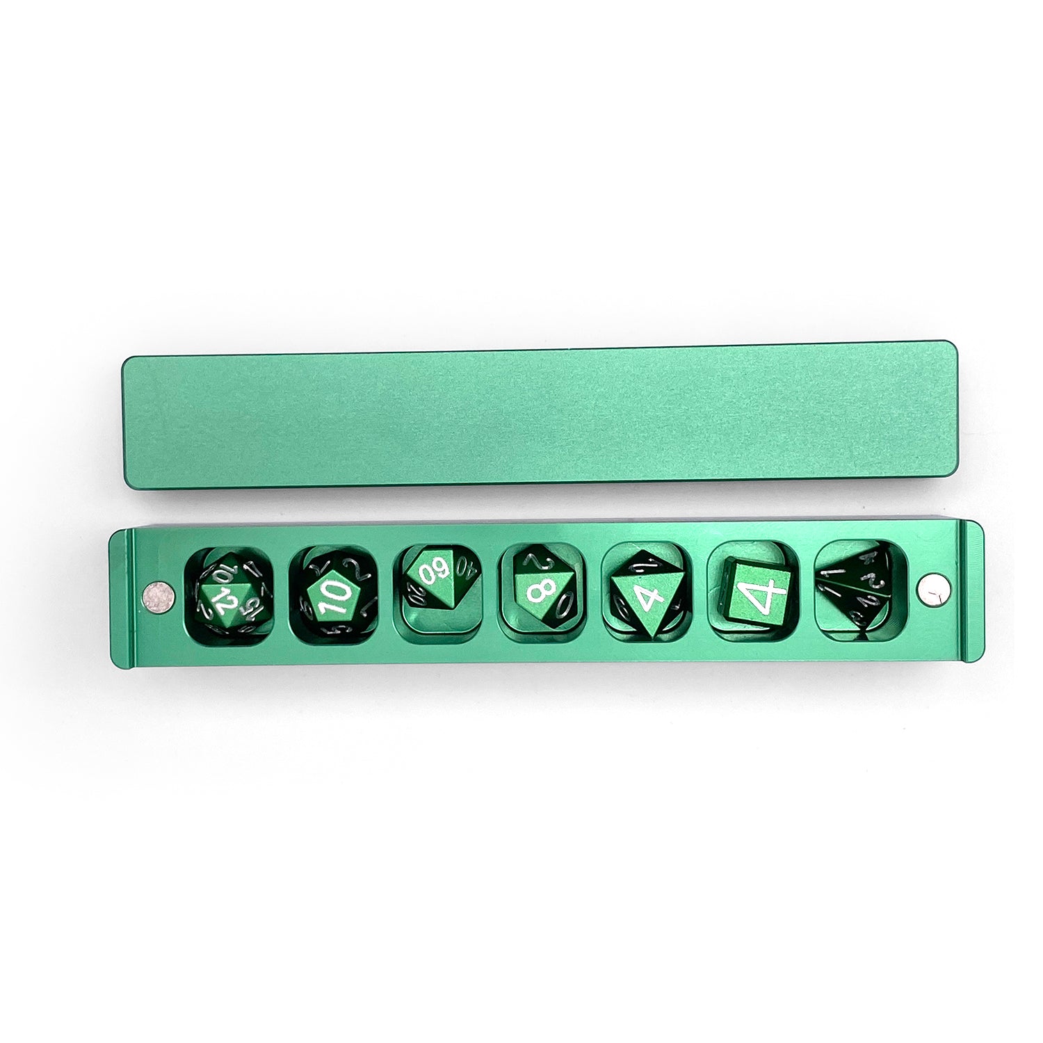 Druid Green - Pebble™ 10mm Set with Case 6063 Aluminum Dice