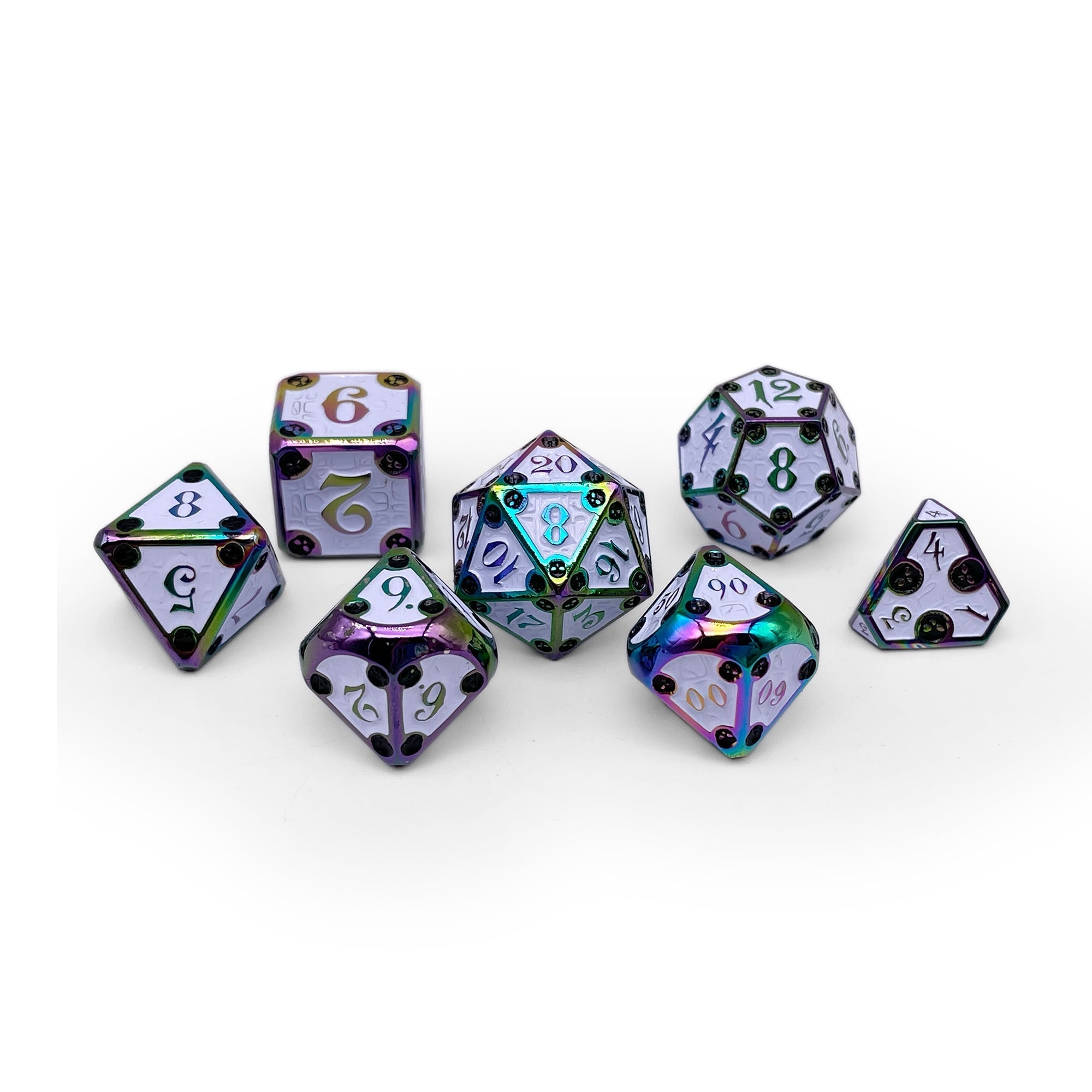 Dungeon Delve - Bone Yard 7 Piece RPG set Alloy Metal Dice-Metal - Zinc Alloy Dice-Norse Foundry-Dungeons and Dragons-D&D Dice-D20-Metal Dice Set-D&D-D&D Metal Dice Set-Perfect for Tabletop RPGs