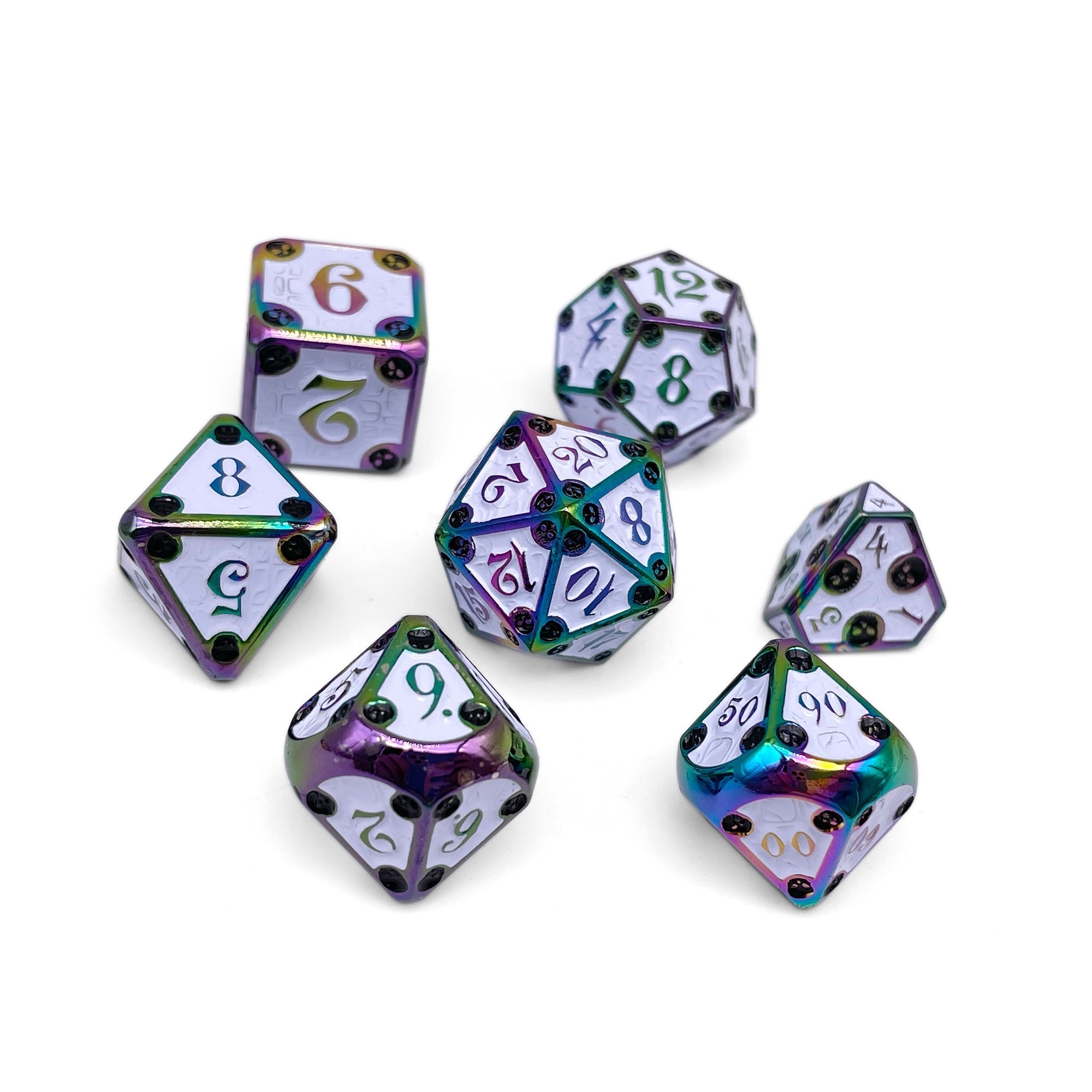 Dungeon Delve - Bone Yard - Metal Dice Set-Metal - Zinc Alloy Dice-Norse Foundry-Dungeons and Dragons-DND Dice-D20-Metal Dice Set-DND-D&D Metal Dice Set-Perfect for Tabletop RPGs