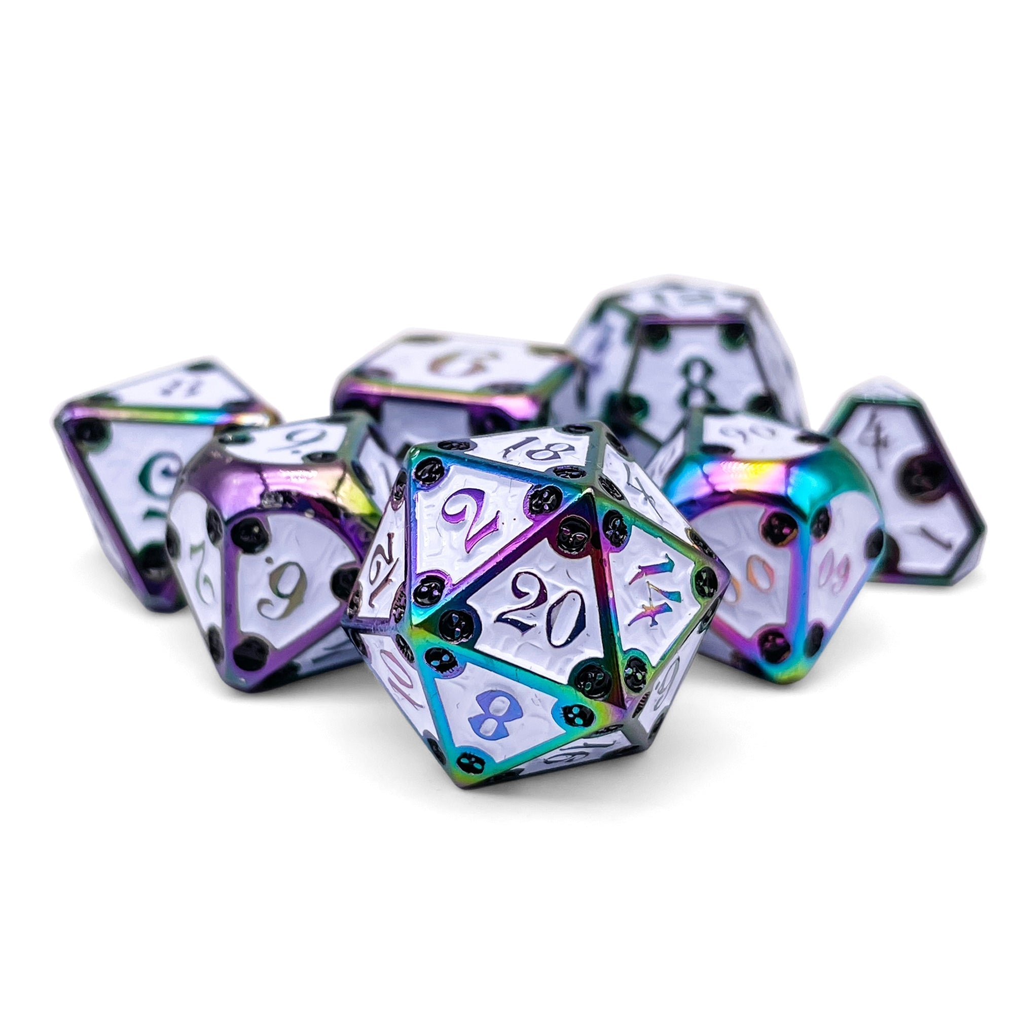 Dungeon Delve - Bone Yard - Metal Dice Set-Metal - Zinc Alloy Dice-Norse Foundry-Dungeons and Dragons-DND Dice-D20-Metal Dice Set-DND-D&D Metal Dice Set-Perfect for Tabletop RPGs