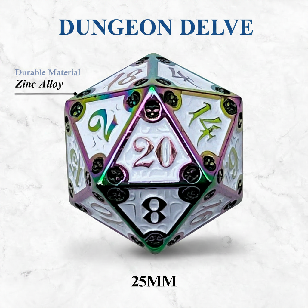 Dungeon Delve Runestones™ - 25mm D20 - Bone Yard-Zinc Alloy Dice-Norse Foundry-Norse Foundry-dungeons & dragons-d&d dice-rpg dice-d20-metal dice-d&d-25mm-perfect for tabletop rpgs