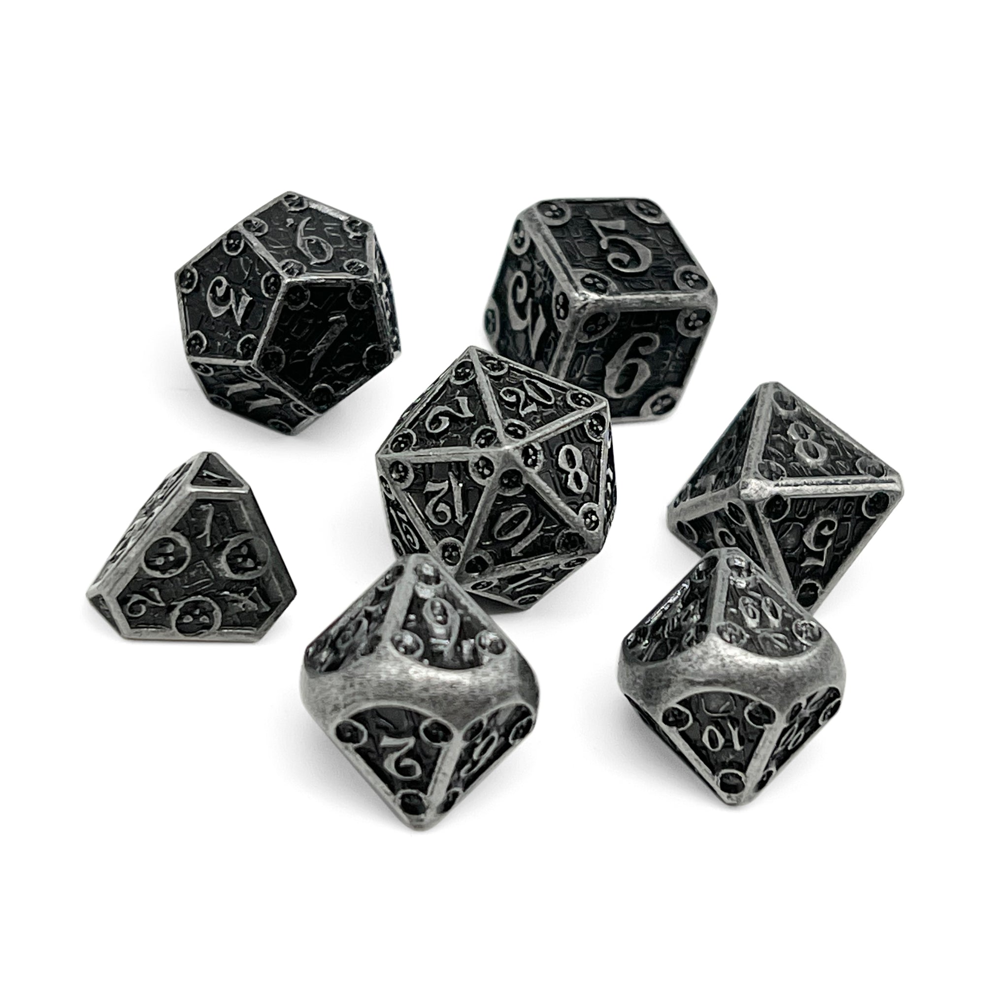 Dungeon Delve - Shadow Knight 7 Piece RPG set Alloy Metal Dice-Metal - Zinc Alloy Dice-Norse Foundry-Dungeons and Dragons-D&D Dice-D20-Metal Dice Set-DnD-DnD Metal Dice Set-Perfect for Tabletop RPGs